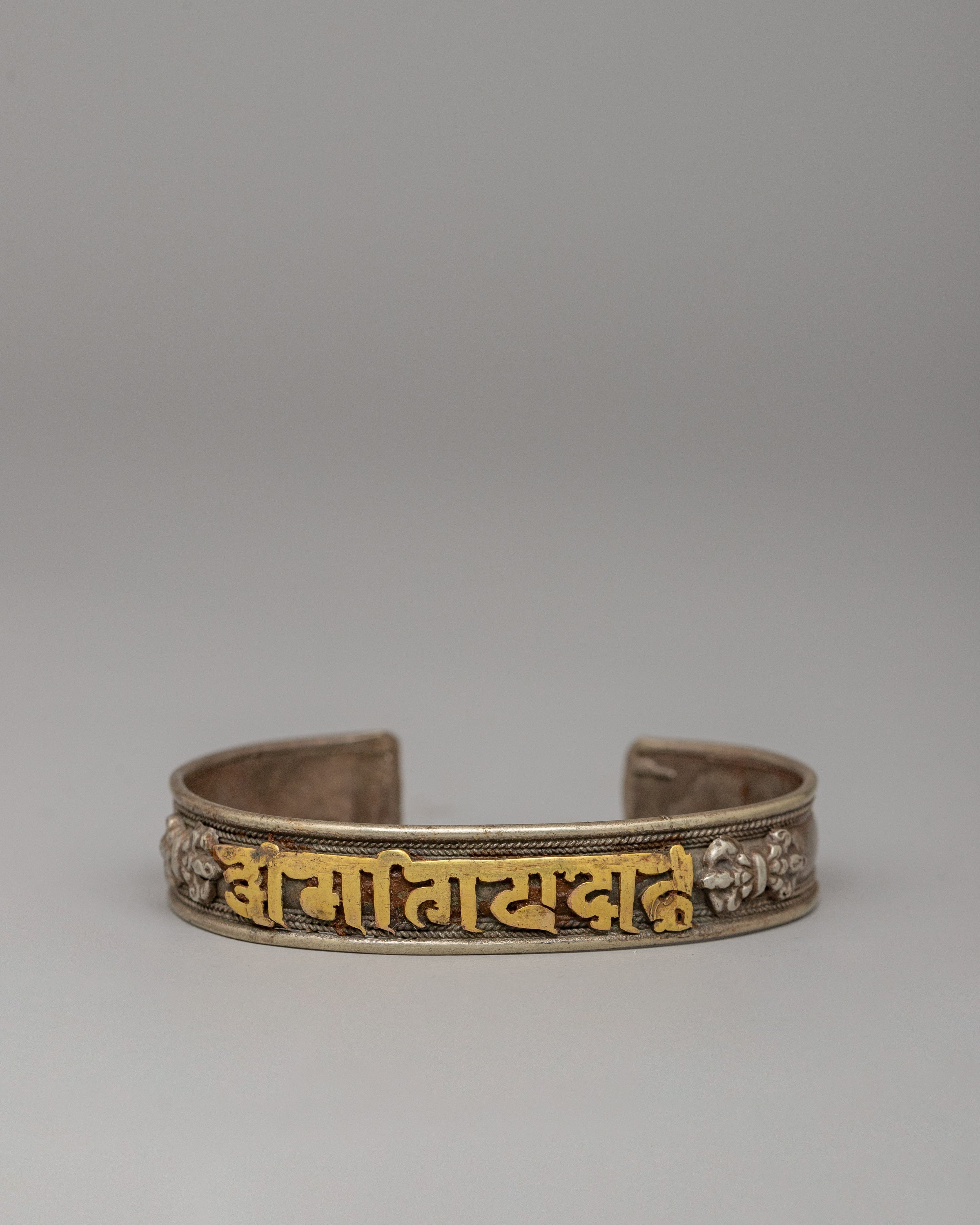 Handmade Cuff Bracelet with Mantra Engraving