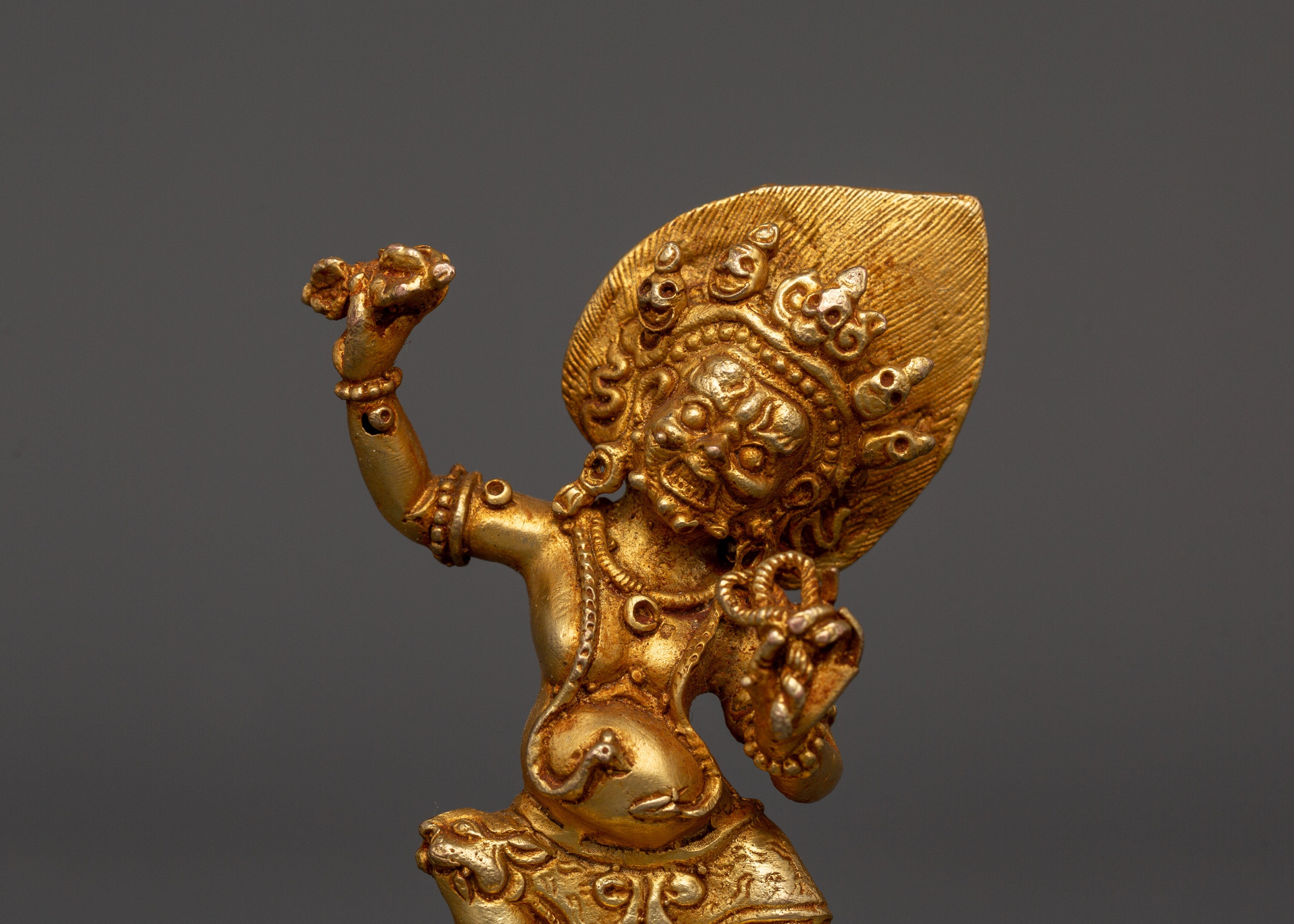 Gold-plated copper Vajrapani statue | Sacred Buddhist Decor