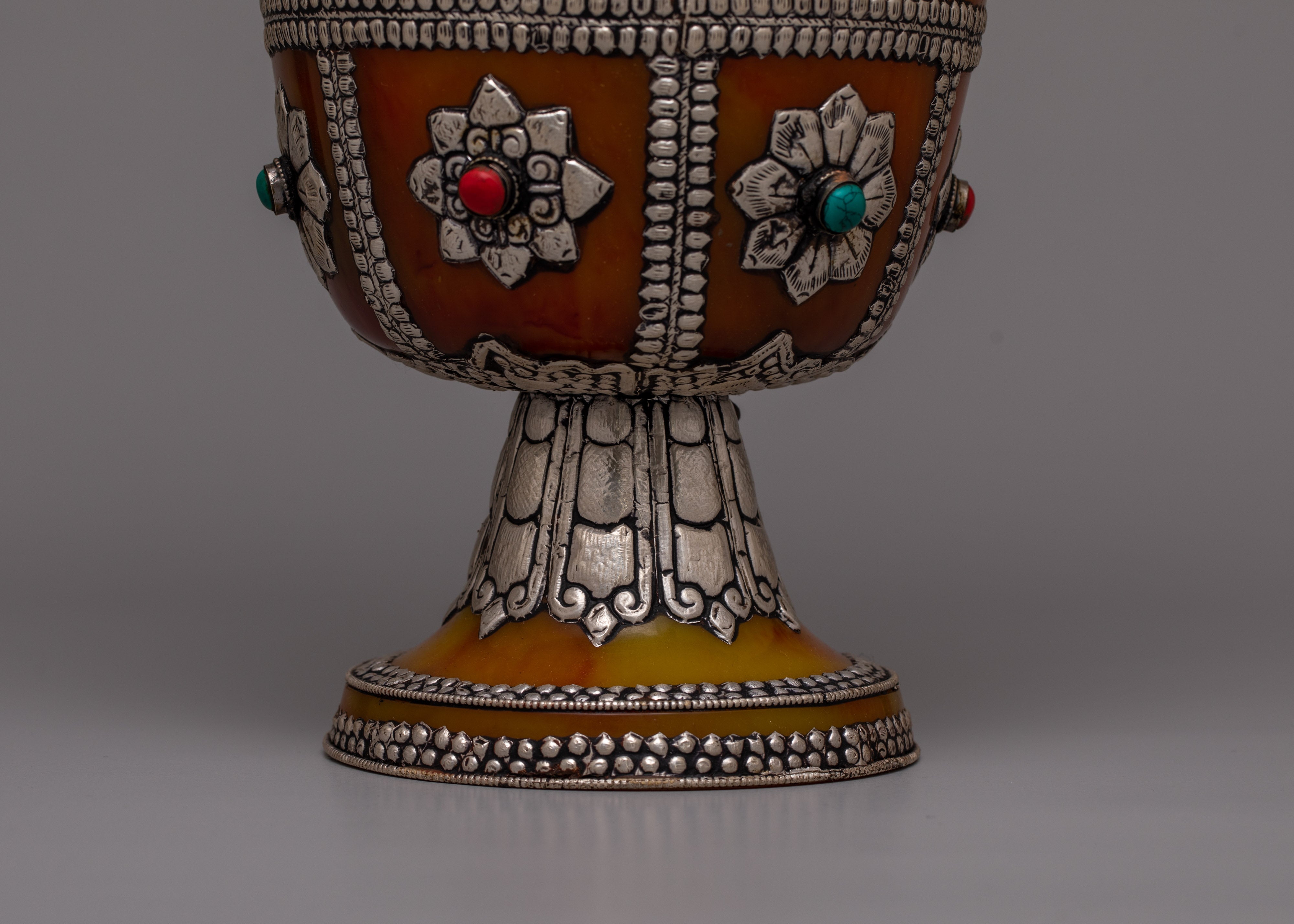 Tibetan Pair Silver Flower Vase | 49.5 cm Tall Pair for Sophisticated Decor