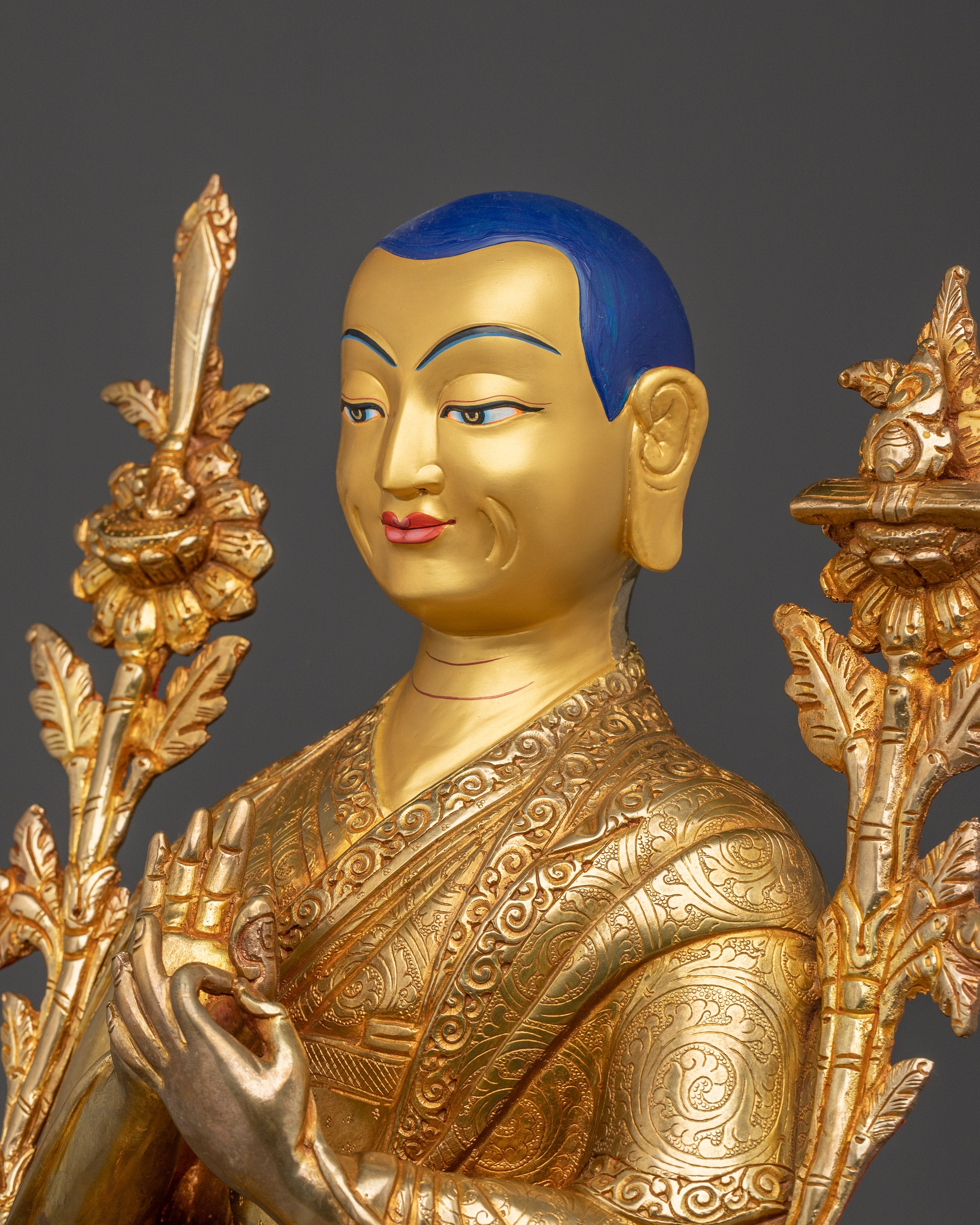 24k Gold Gilded Tsongkhapa Set | Tibetan Religious Guru Lobsang Drakpa