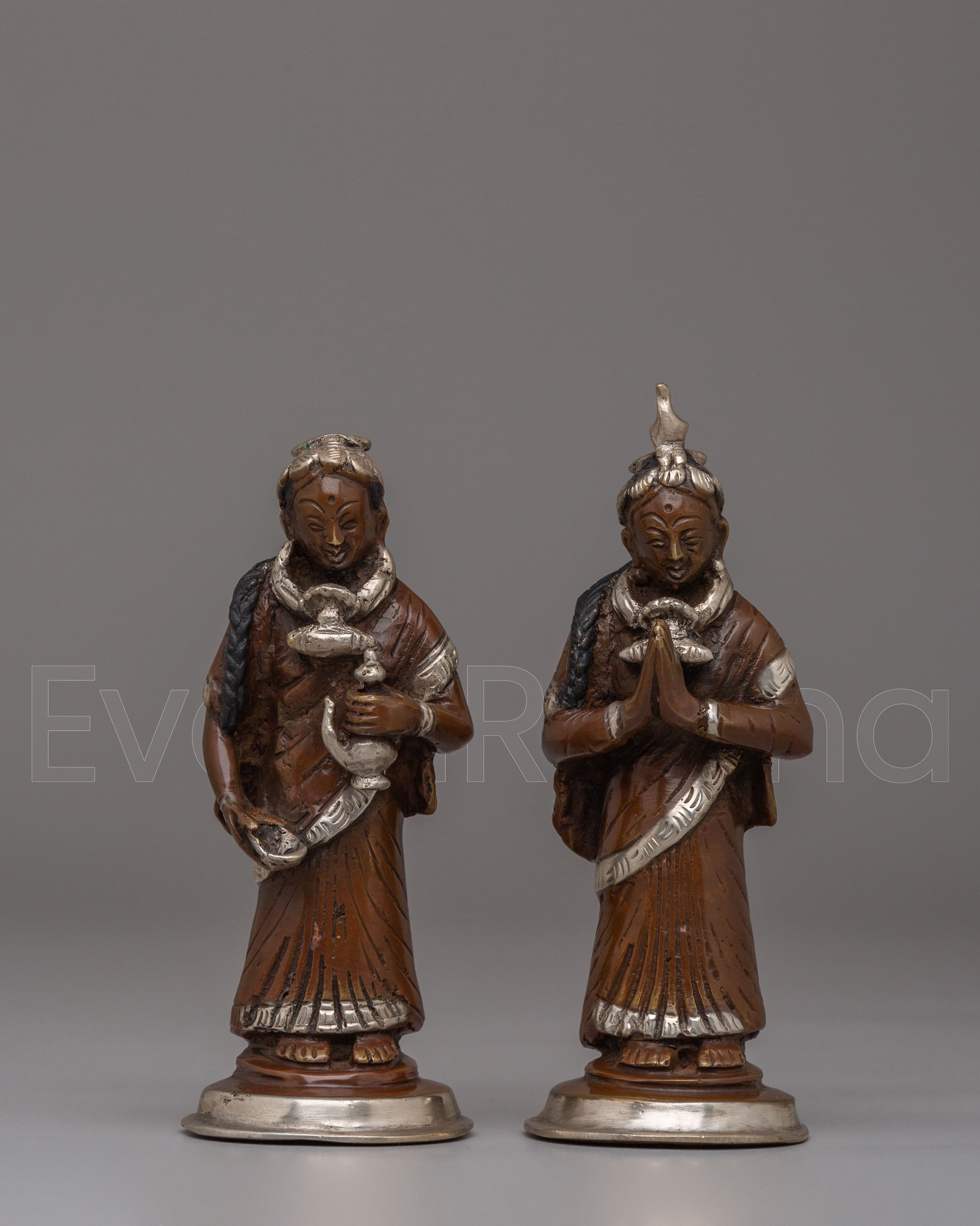 Handcrafted Newar Women Statue Set | Ritual Decor from Nepal