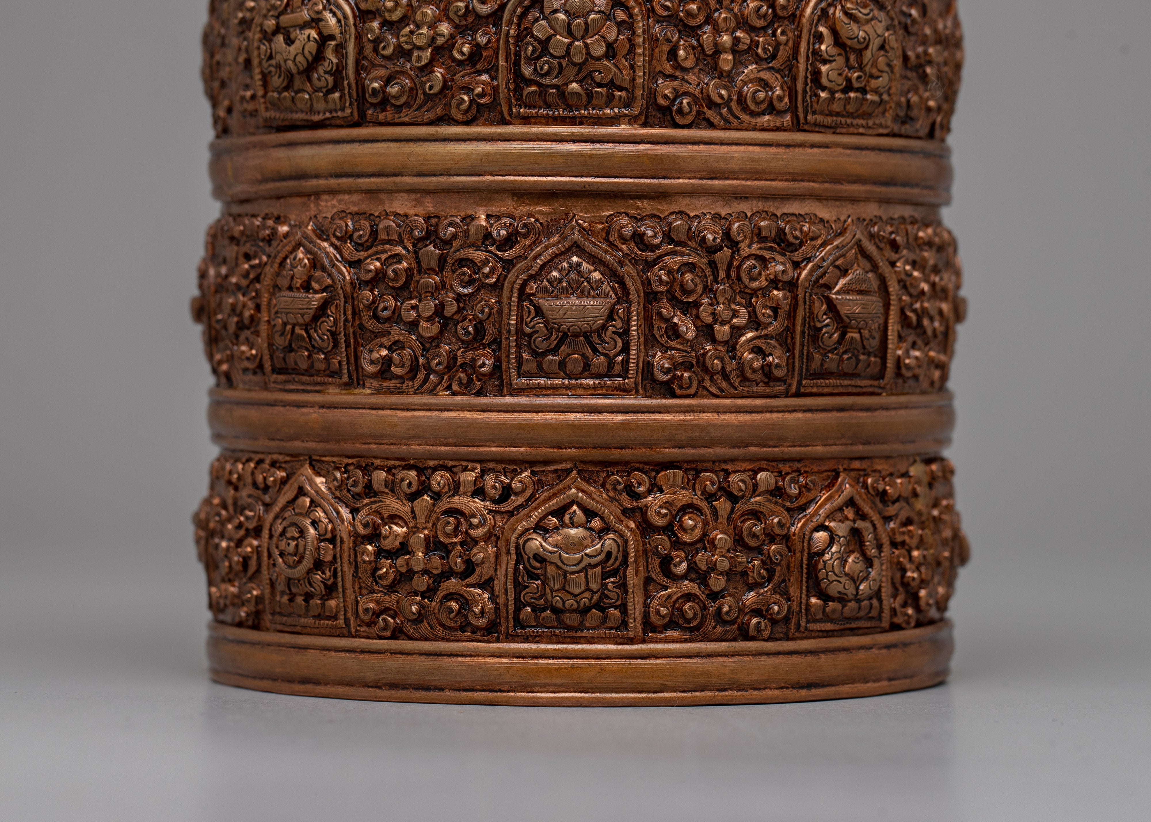 4 Tiered Tibetan Ritual Rice Pot | Exquisite Craftsmanship for Sacred Offerings