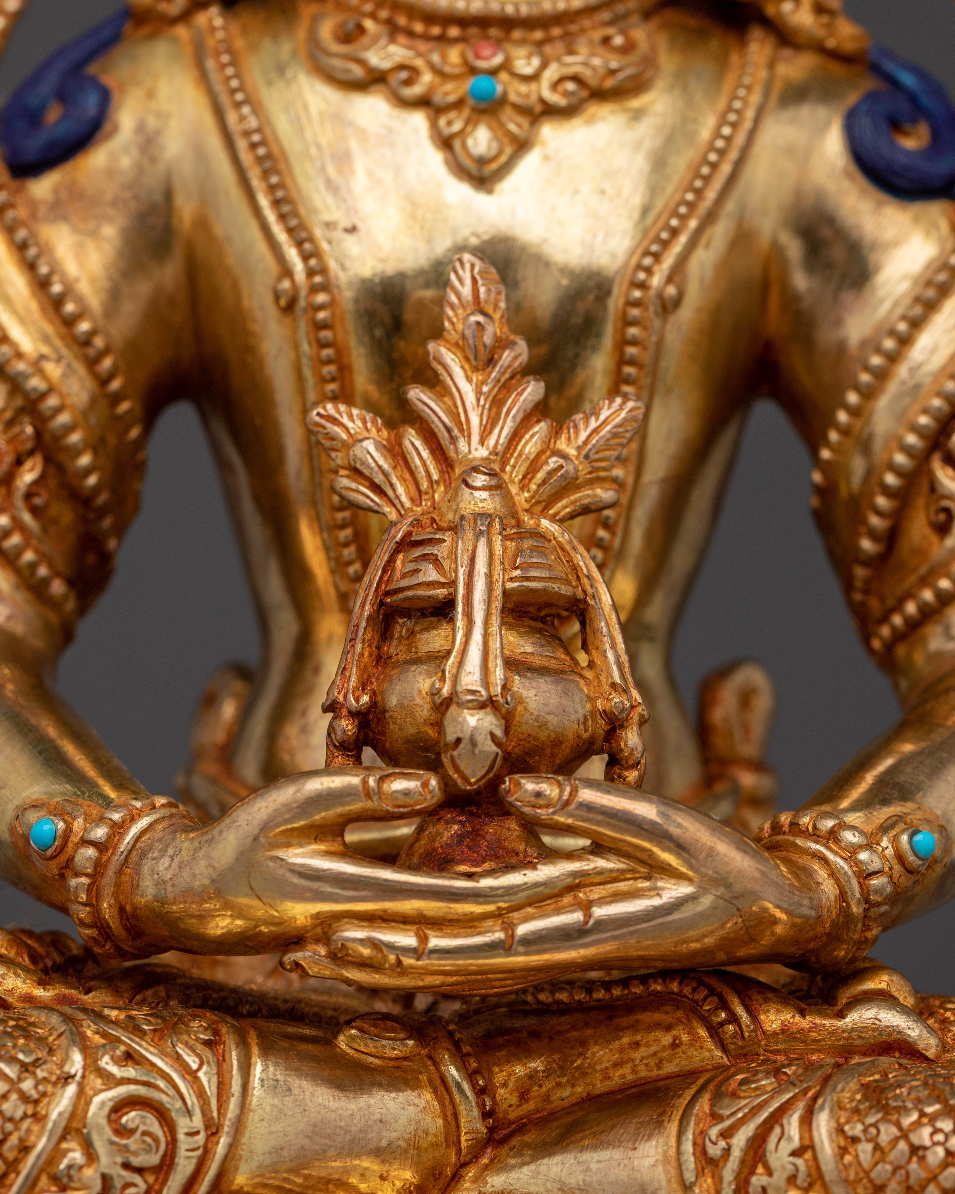 Handmade Amitayus Copper Long Life Deity Statue | Spiritual Home Decor