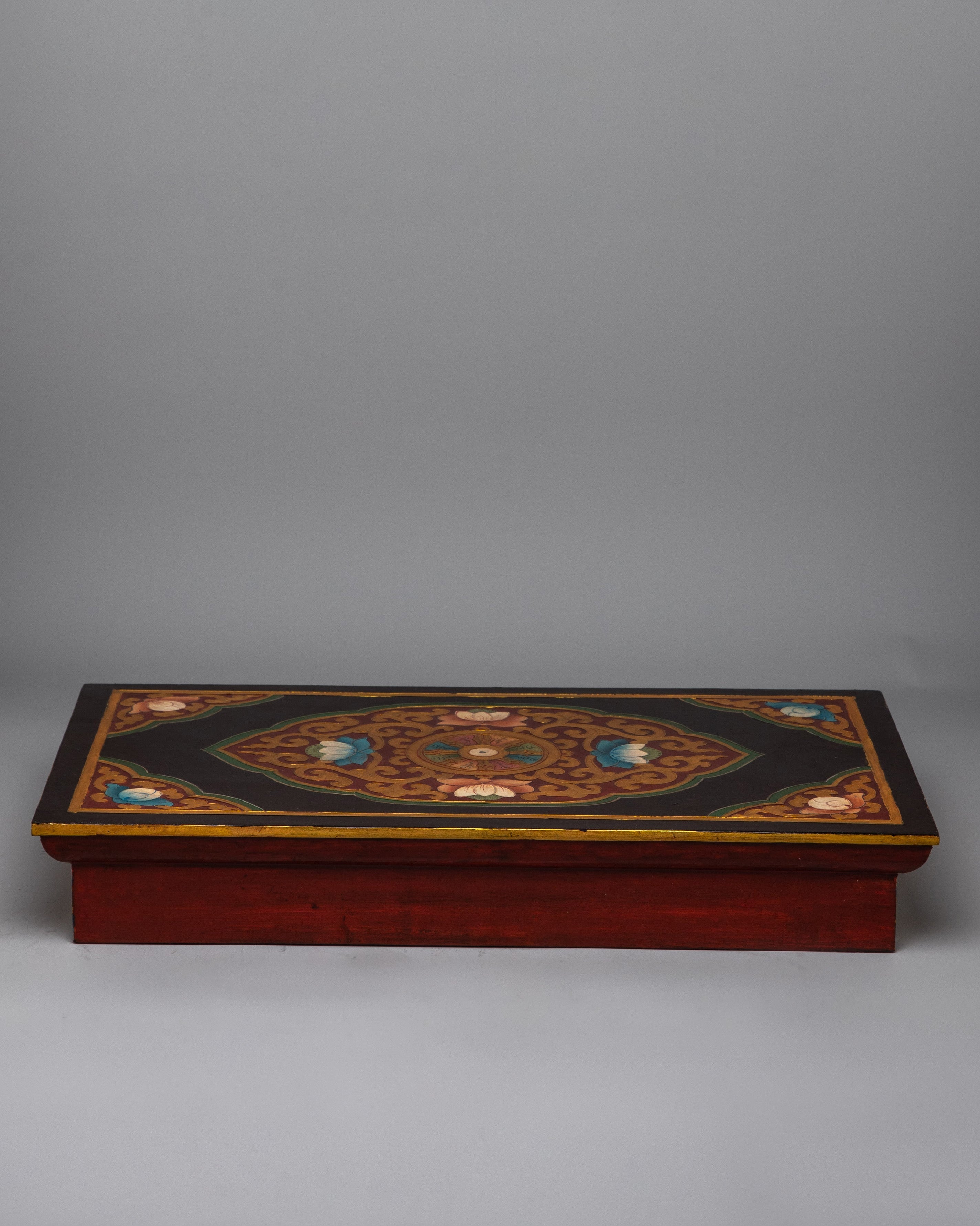 Tibetan Wood Folding Table | Hand-carved Furniture for Spiritual Use