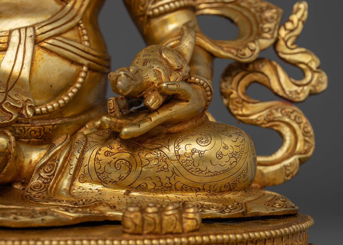 Wealth Lord Dzambhala Golden Statue | Guardian of the Wealth