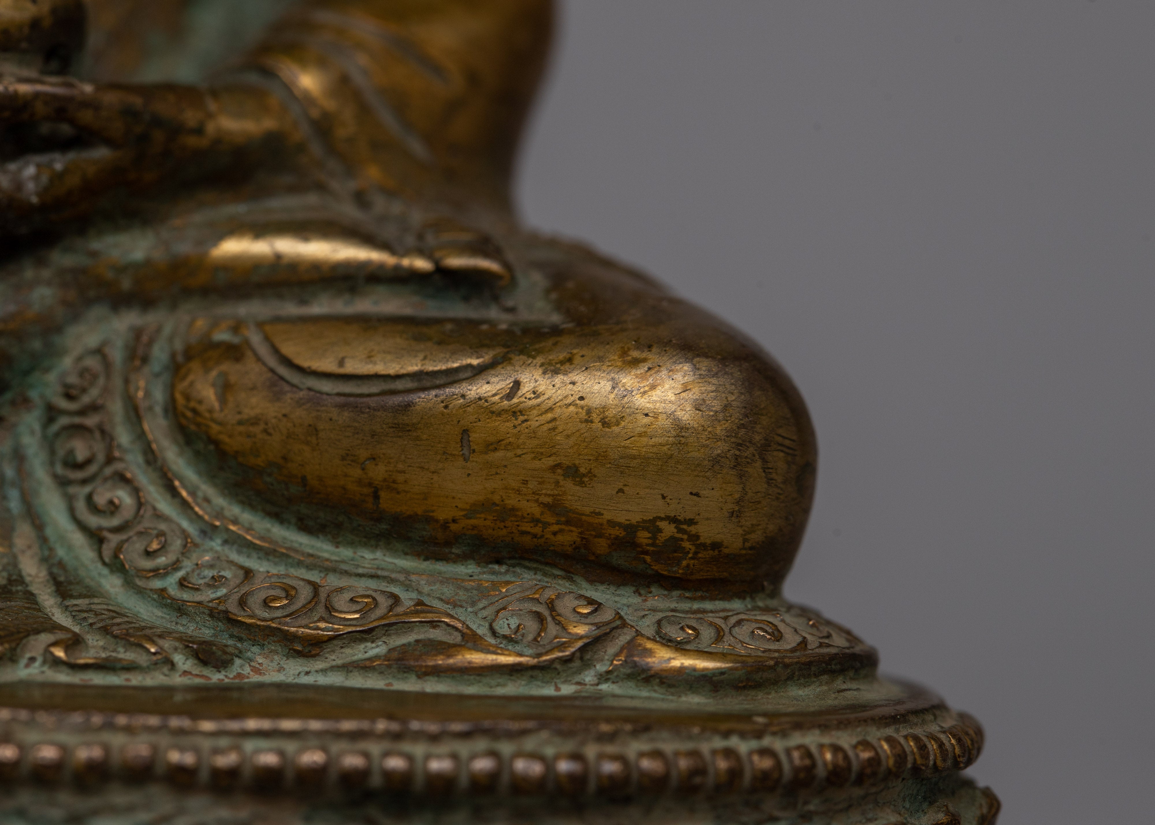 Shakyamuni Copper Statue of Buddha | Electro Gold Plated Buddhist Figurine