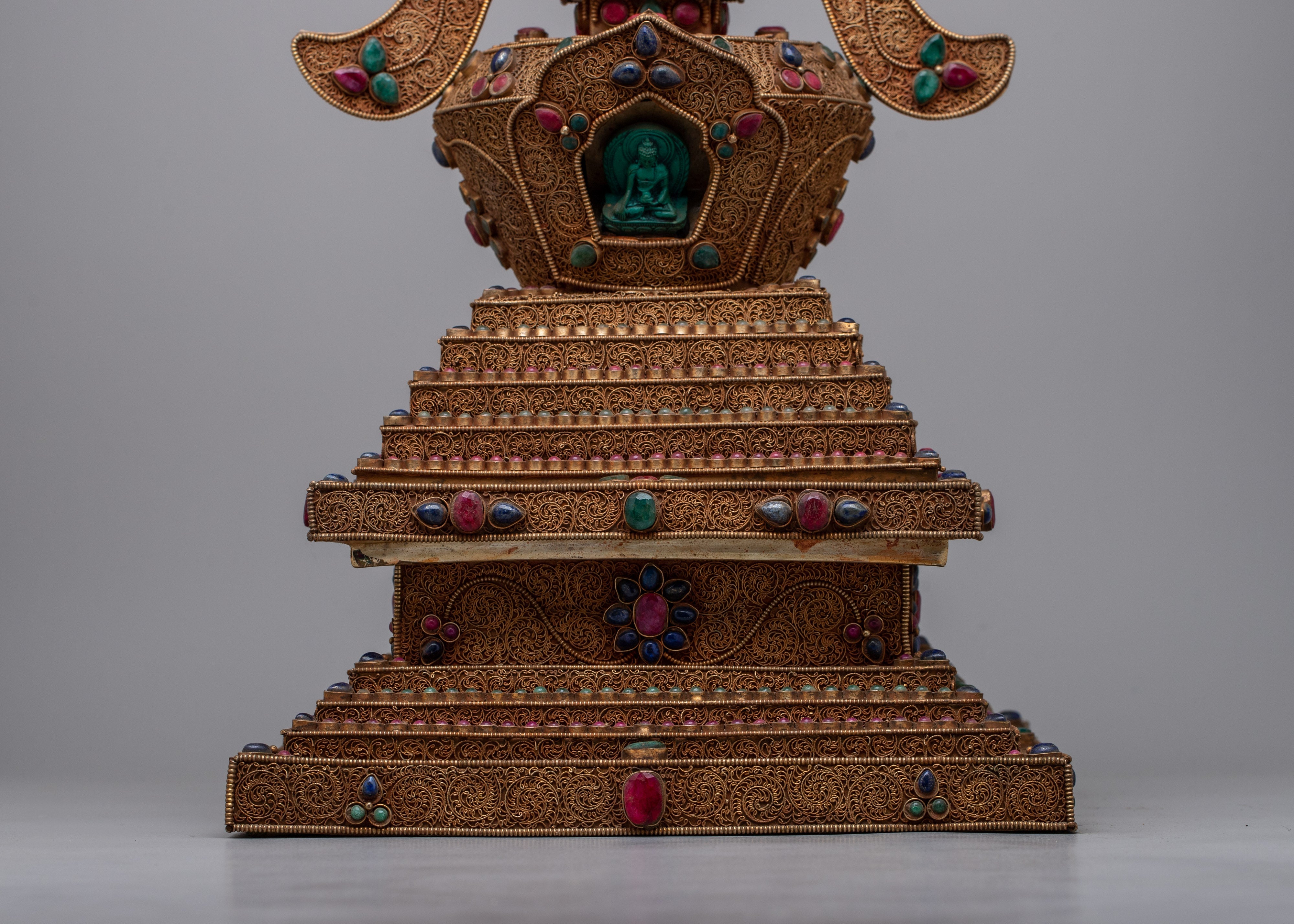 Authentic Handcrafted Copper Stupa | Exquisite Symbol of Spiritual Ascension and Enlightenment