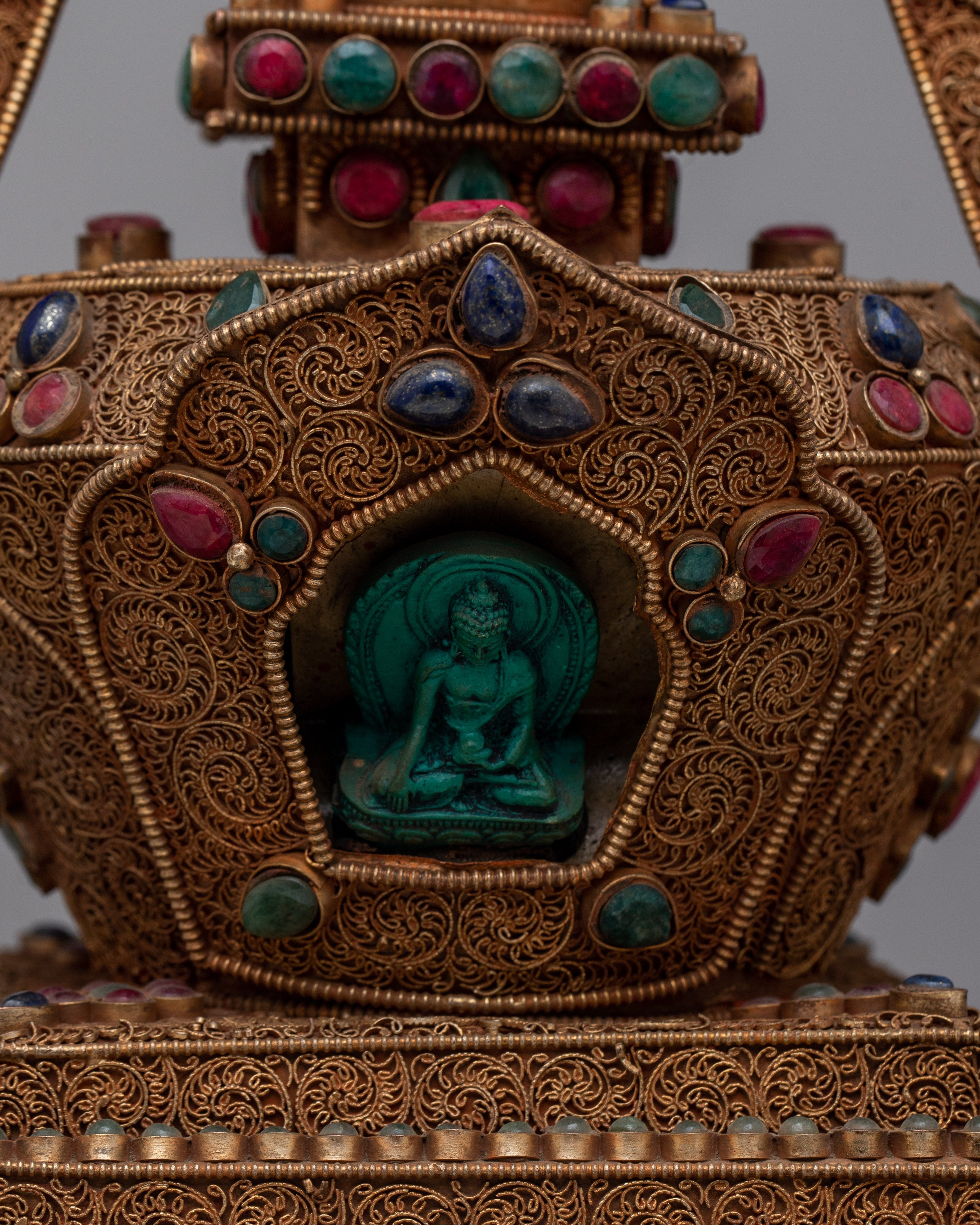 Authentic Handcrafted Copper Stupa | Exquisite Symbol of Spiritual Ascension and Enlightenment