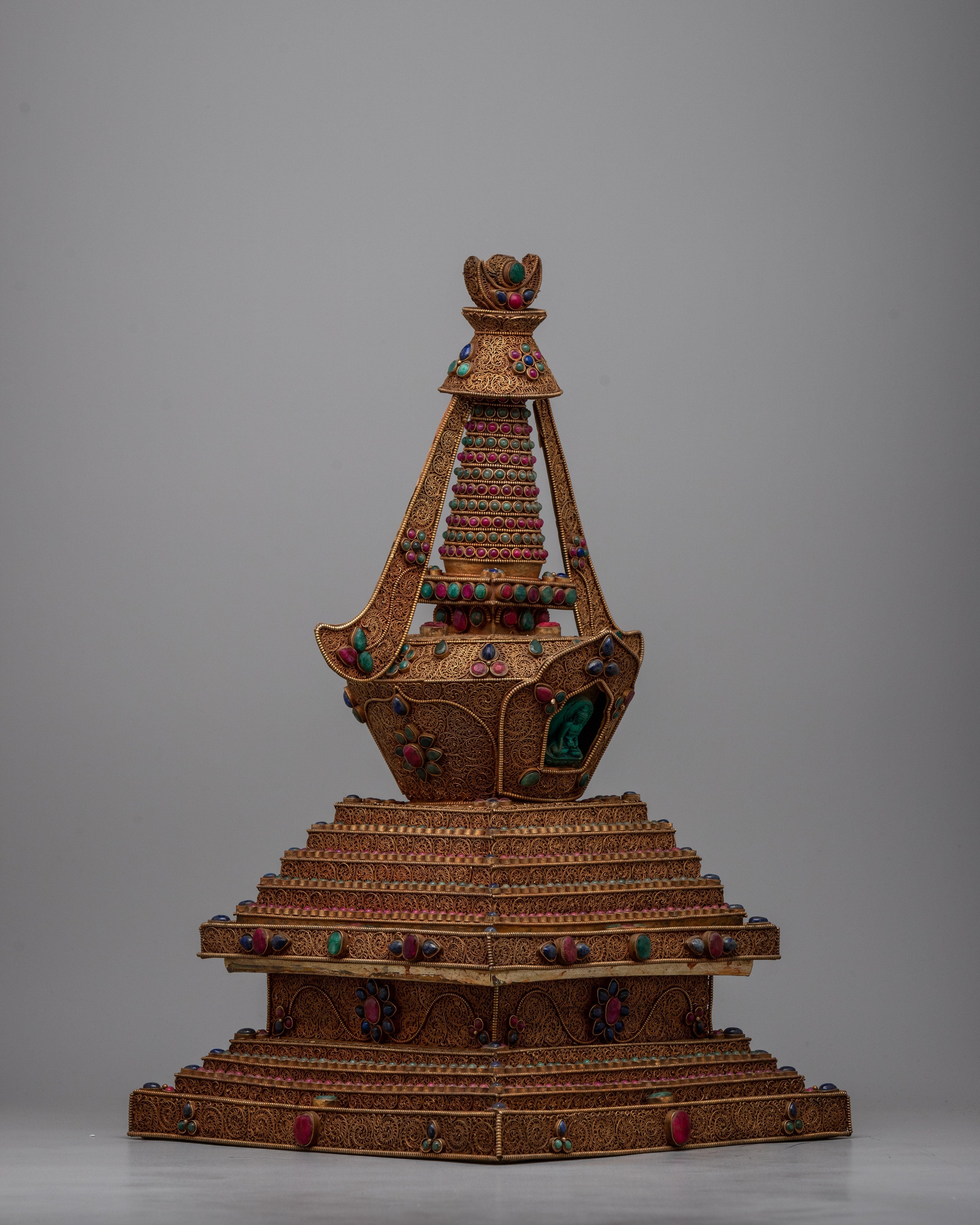 Authentic Handcrafted Copper Stupa | Exquisite Symbol of Spiritual Ascension and Enlightenment