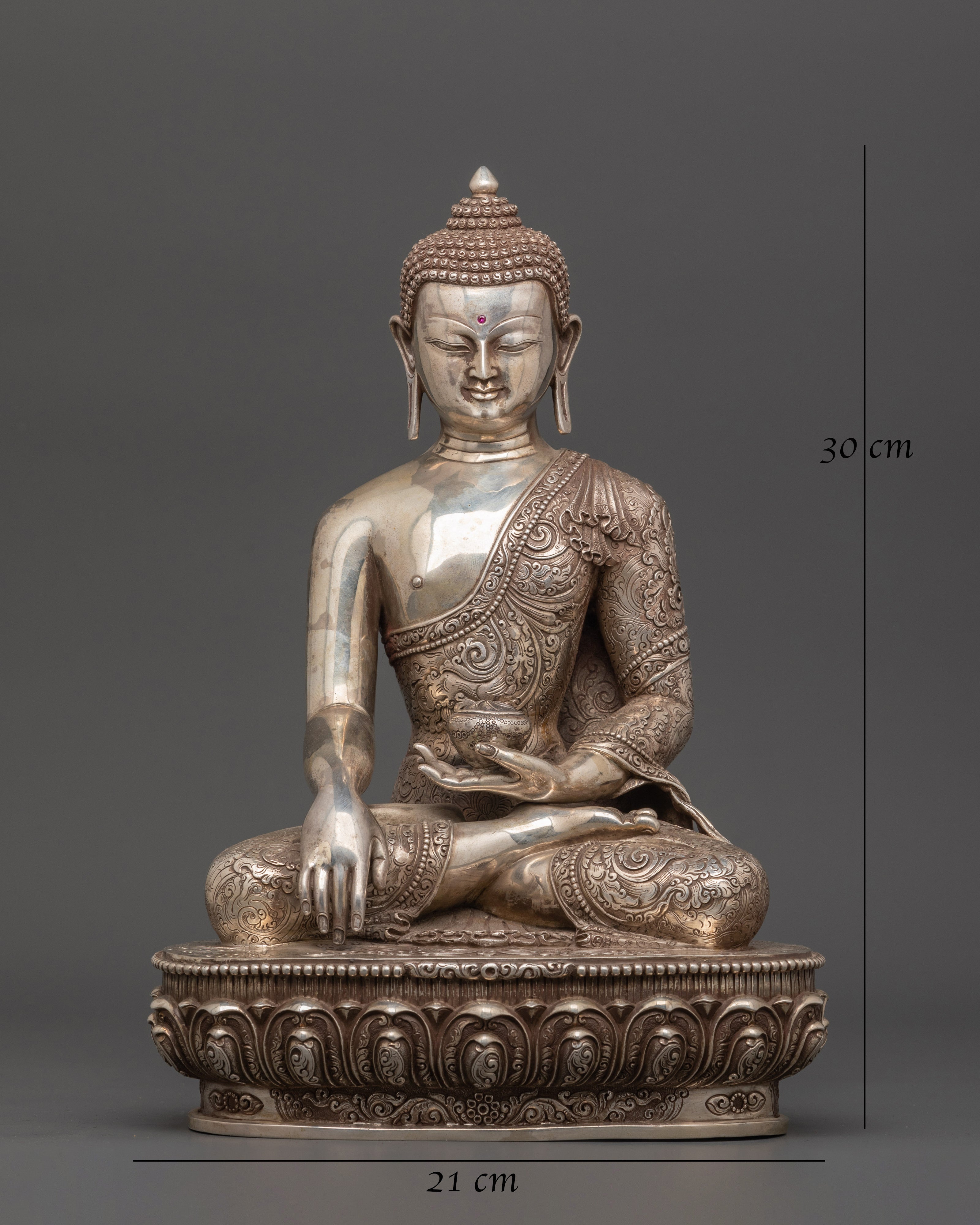 Pure Silver Shakyamuni Buddha Statue | Handcrafted Spiritual Decor
