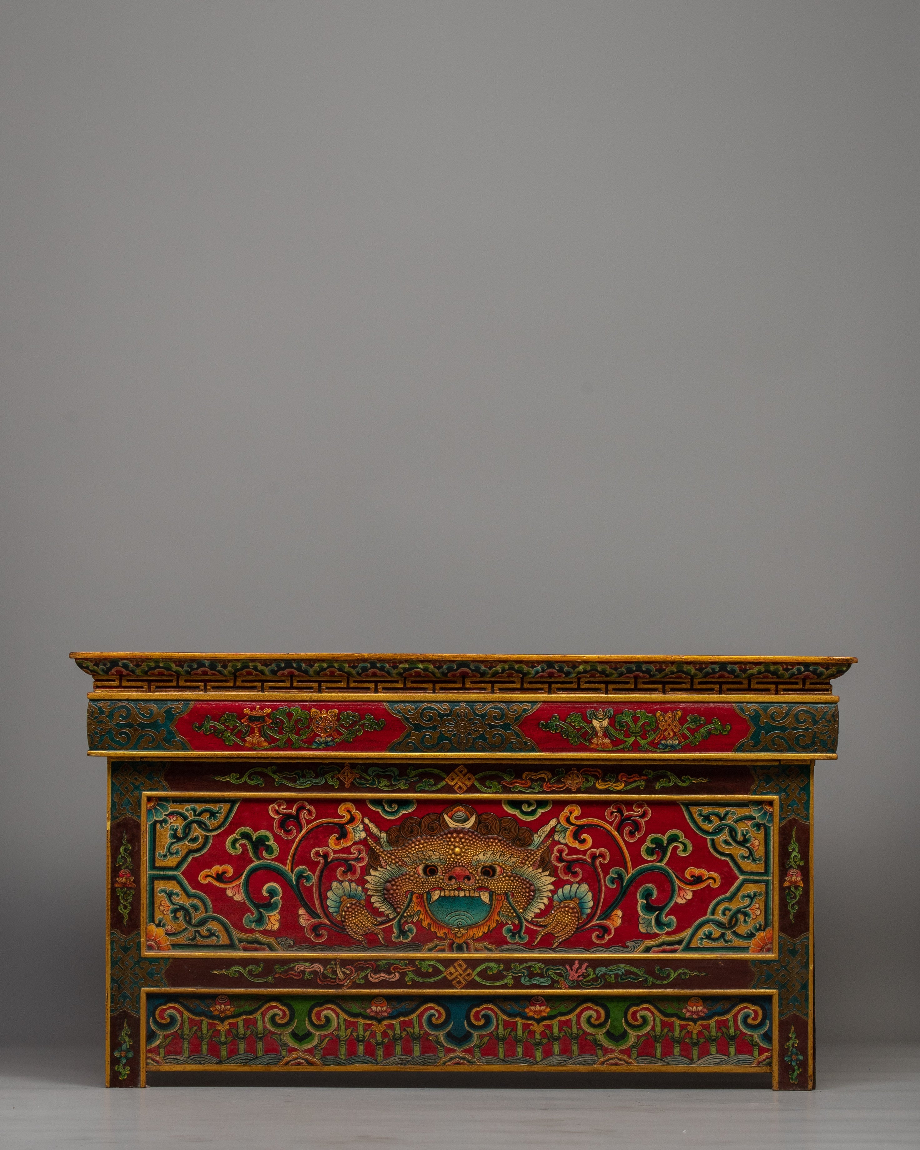 Tibetan Shrine Table | Handcrafted Altar Table for Spiritual Rituals