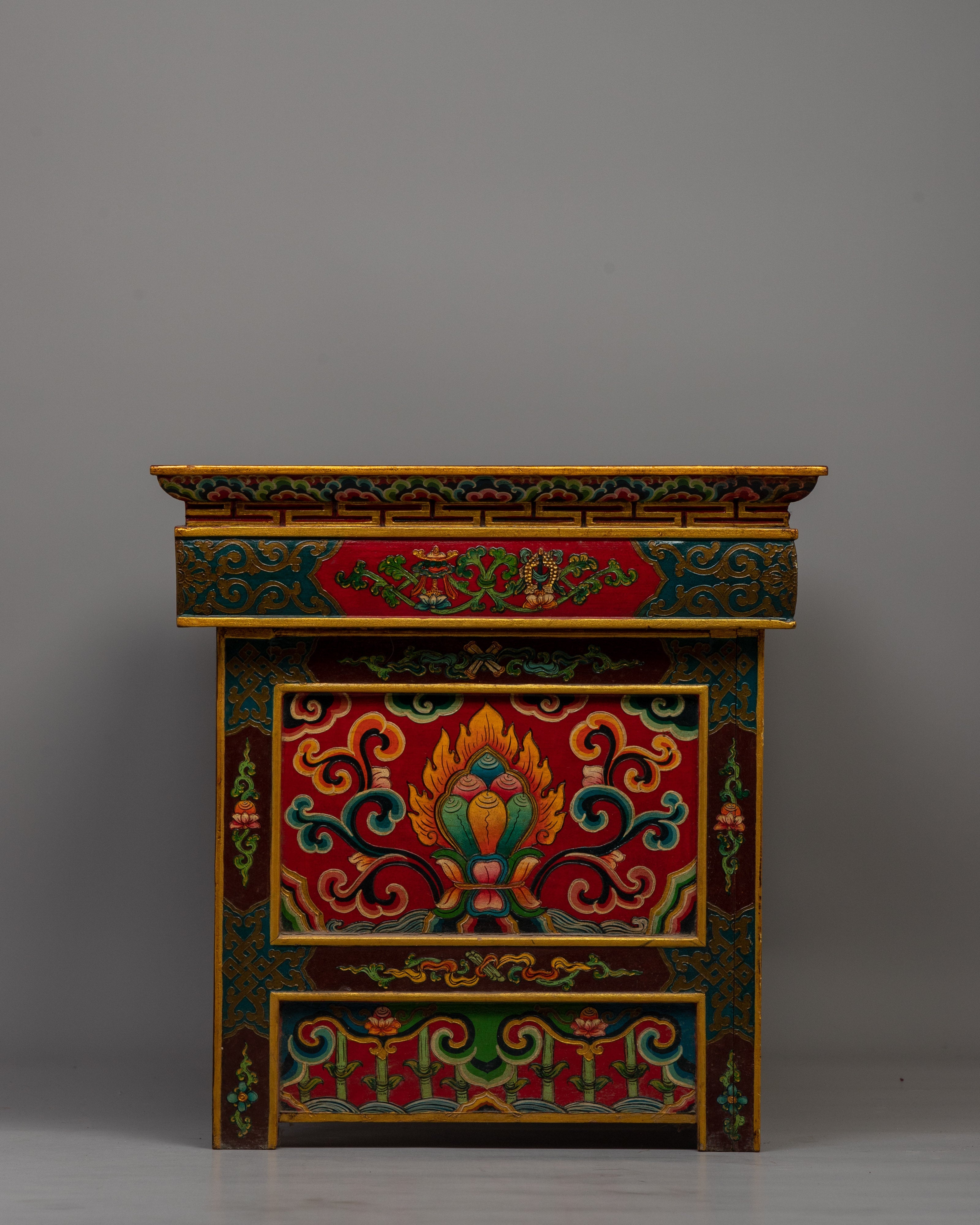 Tibetan Shrine Table | Handcrafted Altar Table for Spiritual Rituals