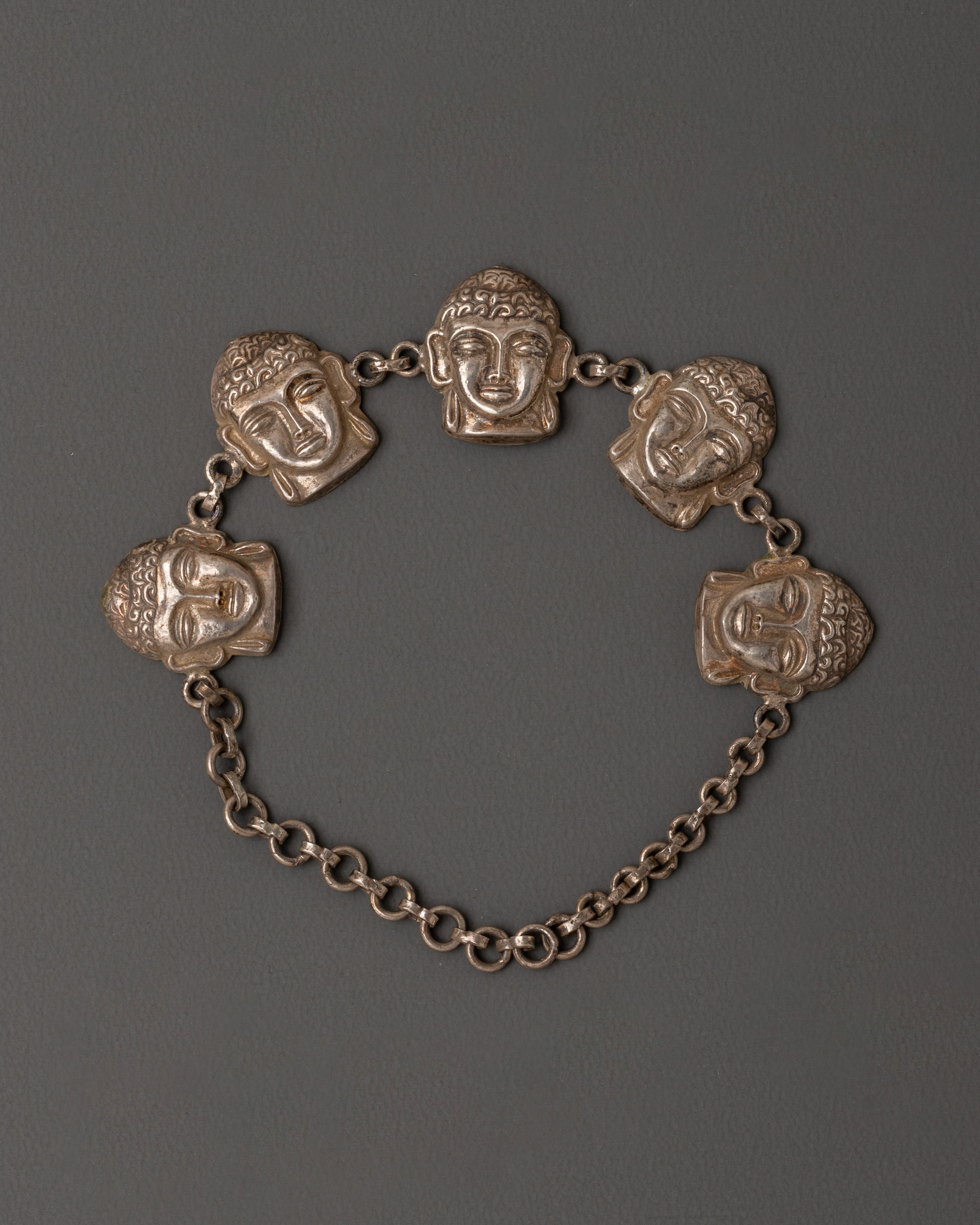 Silver Buddha charm bracelet