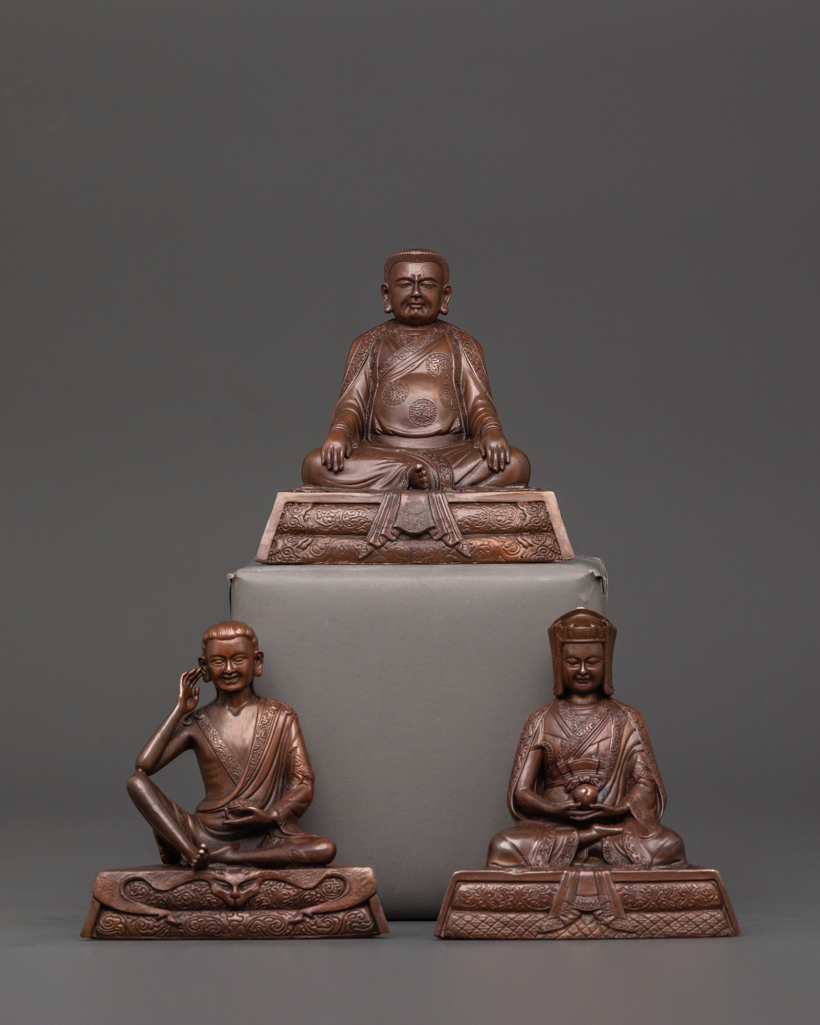 Oxidized Copper Marpha, Milarepa & Gompopa Set