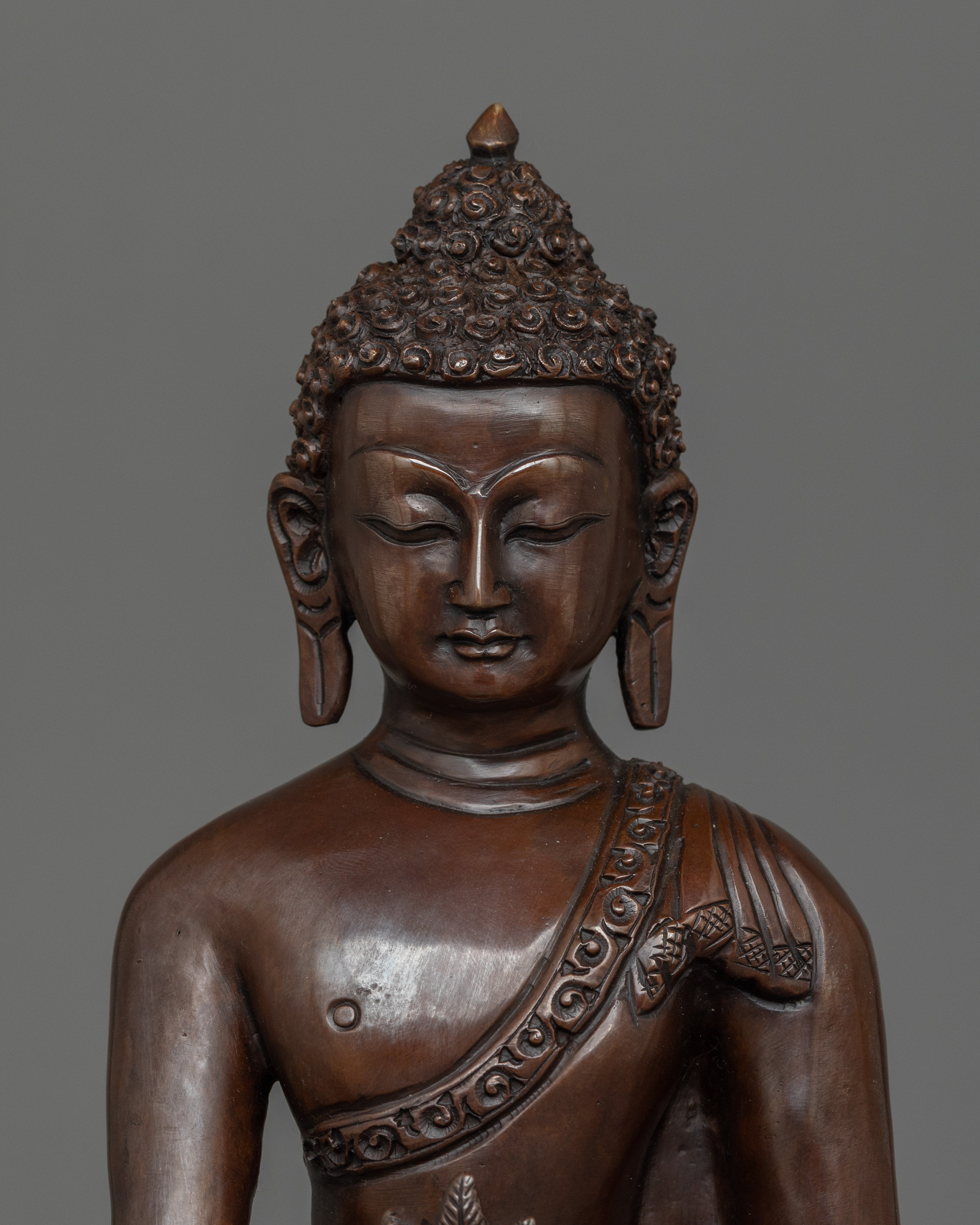 Medicine Buddha with Oxidized Copper Body Statue | A Divine Healer