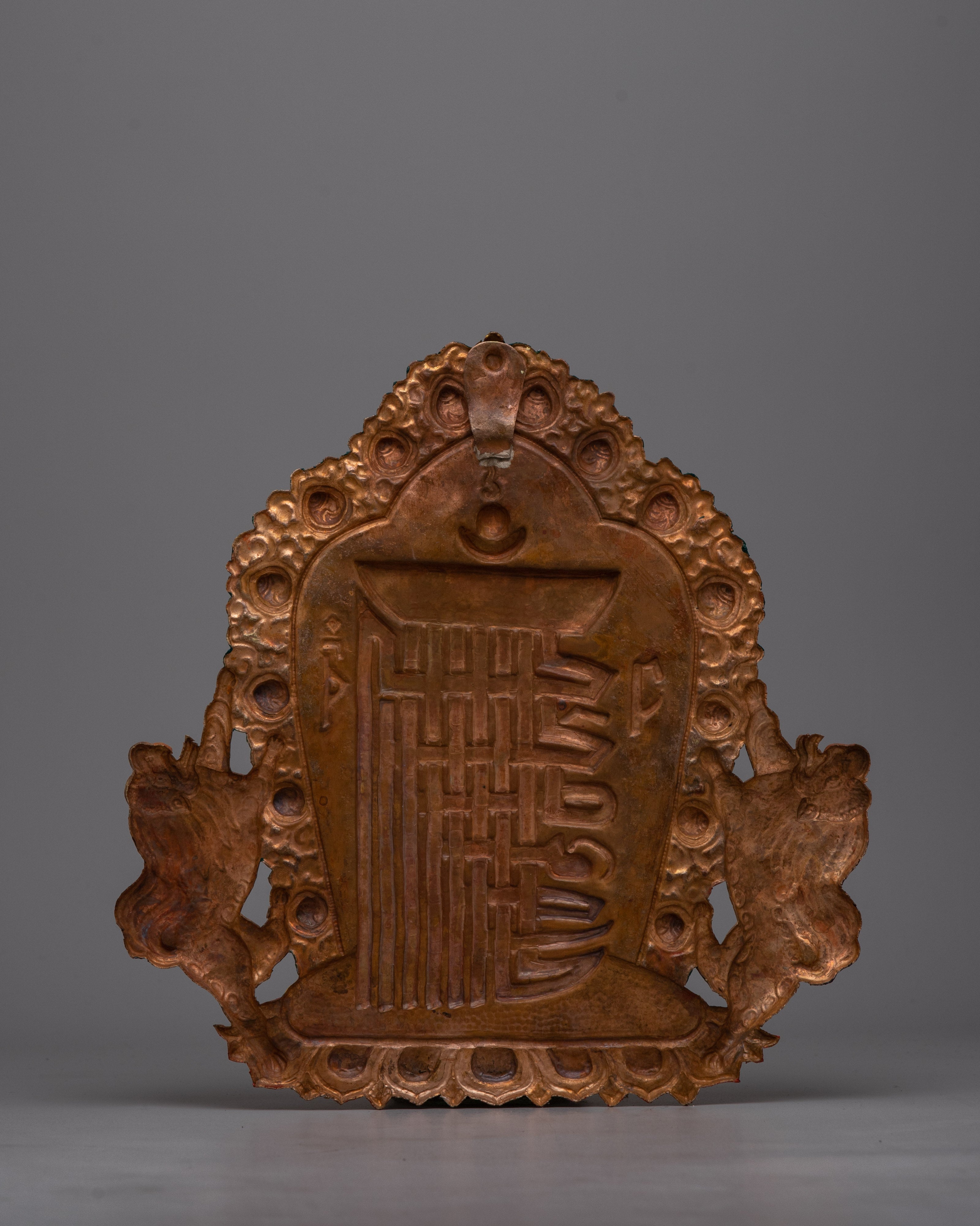 Copper Kalachakra Mantra Wall Hanging | Traditional Craftsmanship in Sacred Tibetan Art