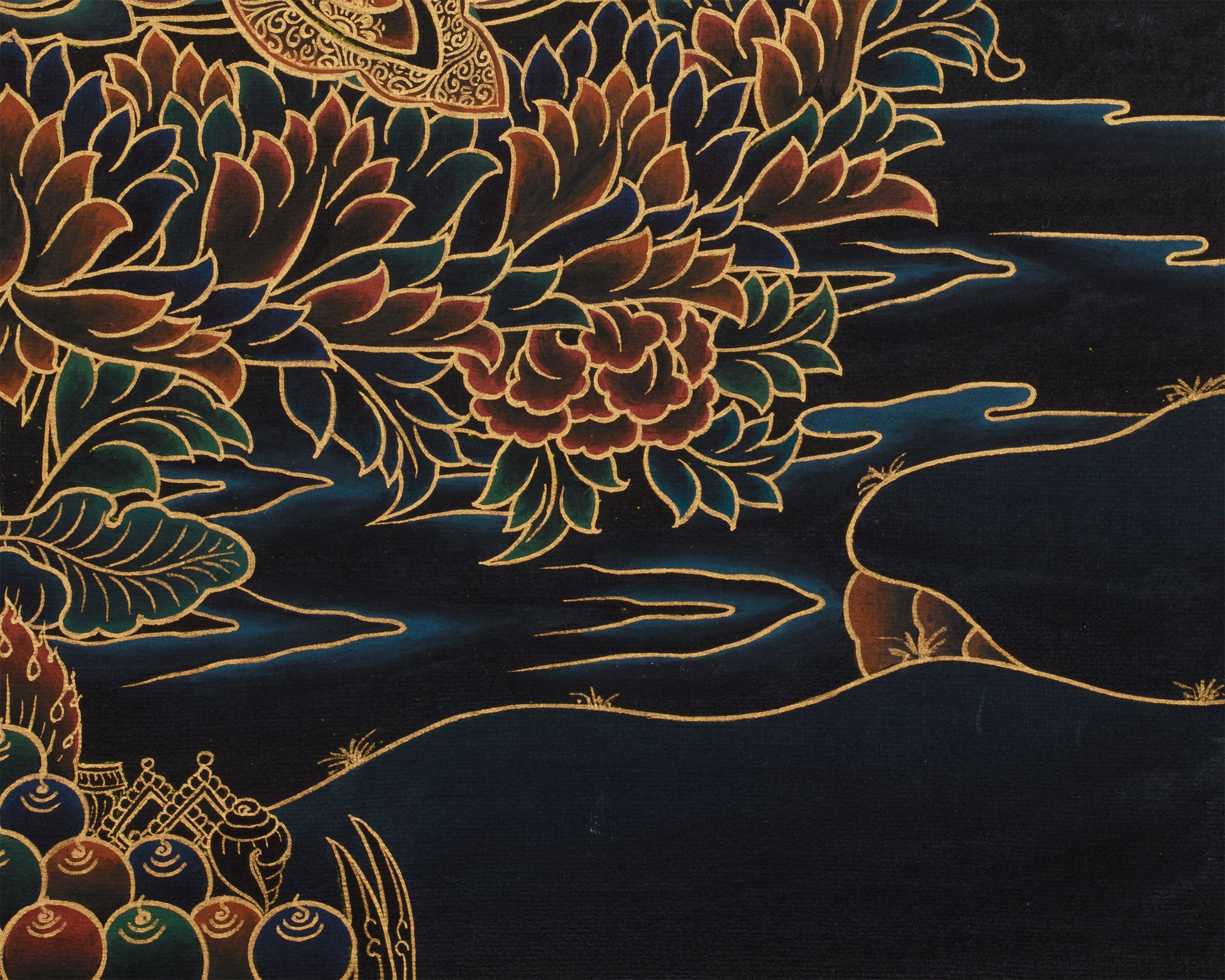 Peaceful Padmasambhava Painting | Embodying Wisdom and Serenity in Nakthang Style