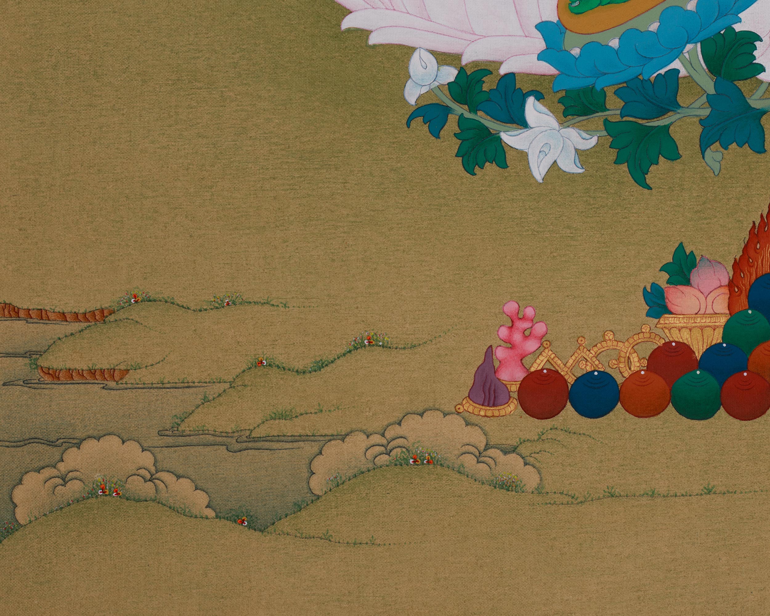 Tibetan Green Tara Thangka | The Goddess of Compassion and Protection