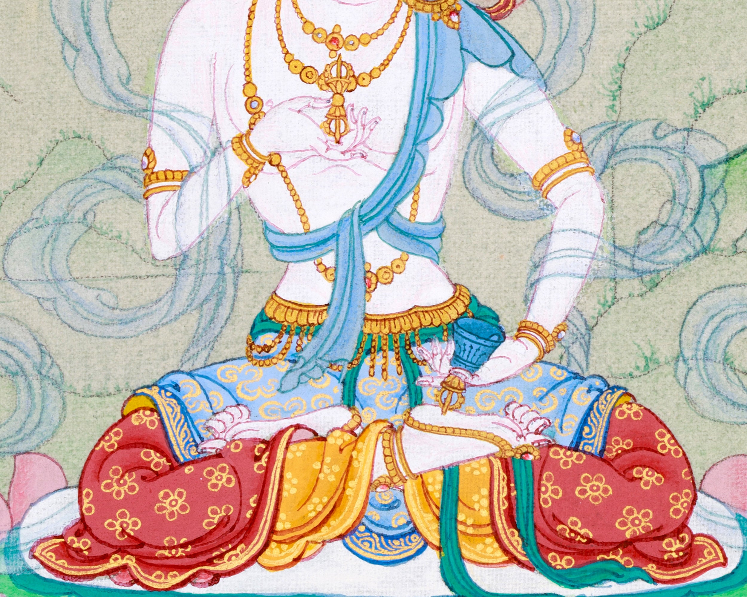 Dorje Sempa Art - Small Hand-Painted Vajrasattva Thangka