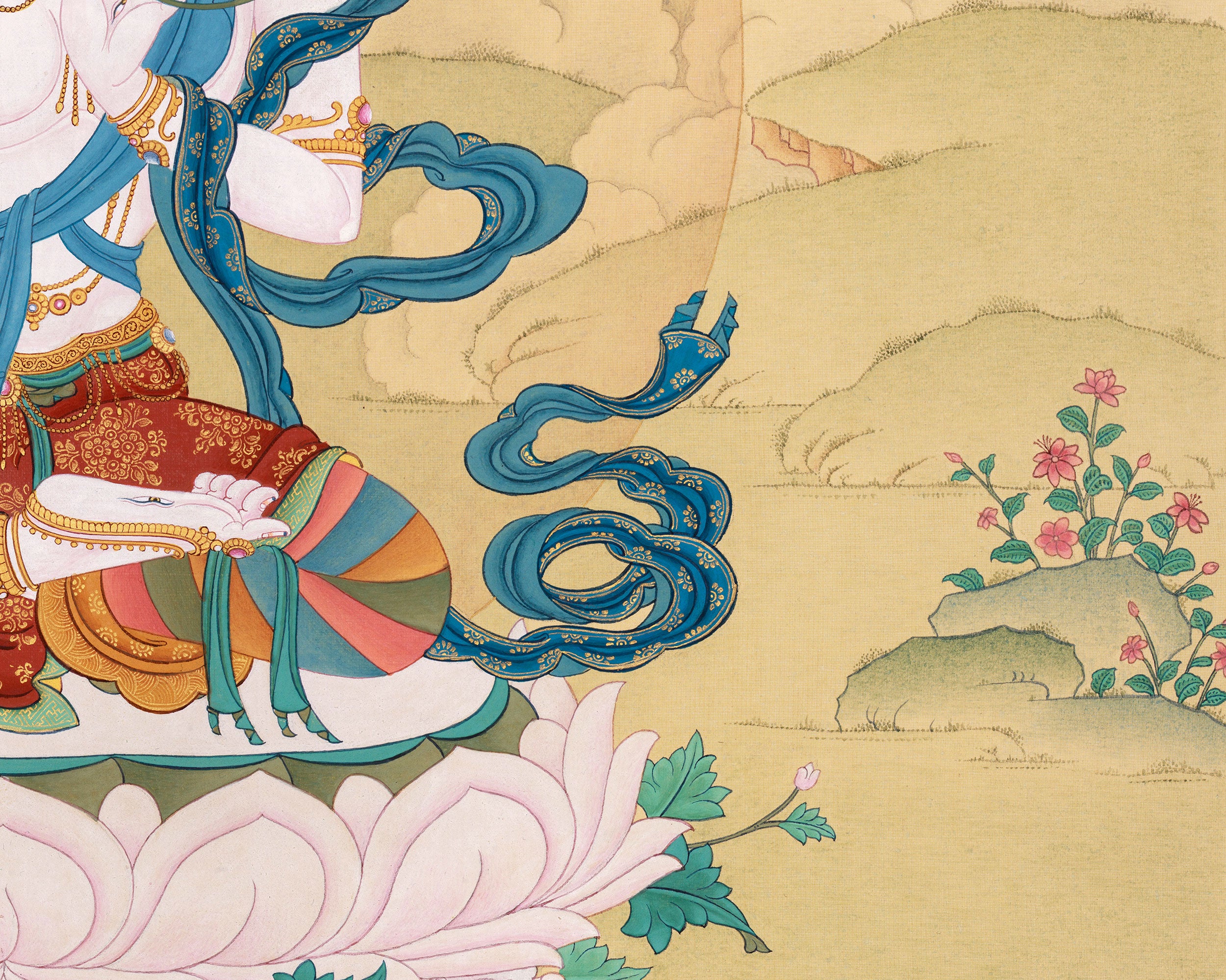 White Tara Meditation Art | Tibetan Buddhist Goddess of Healing & Compassion