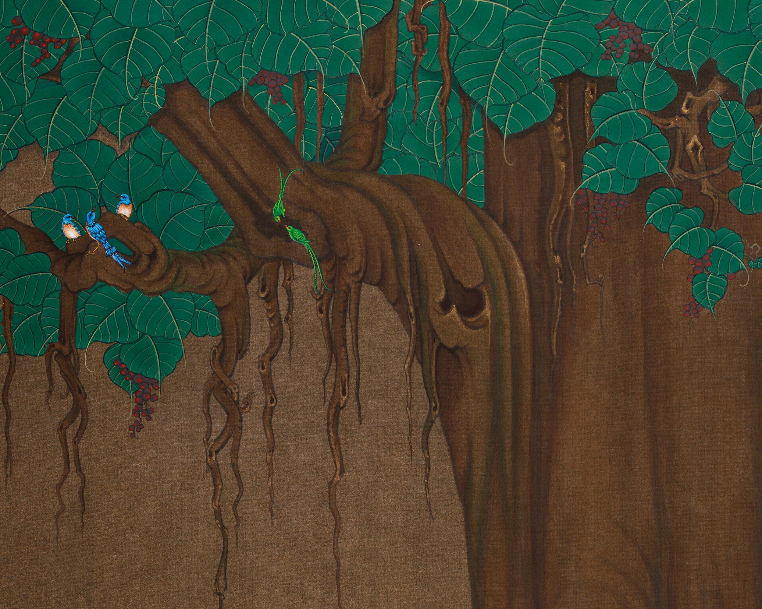 Majestic Shakyamuni Buddha Under Tree Thangka Painting | The Enlightened One’s Awakening