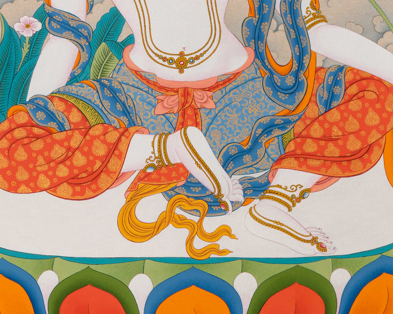2-Armed Chenresig with Amitabha Buddha Thangka Print | Spiritual Wall Decoration