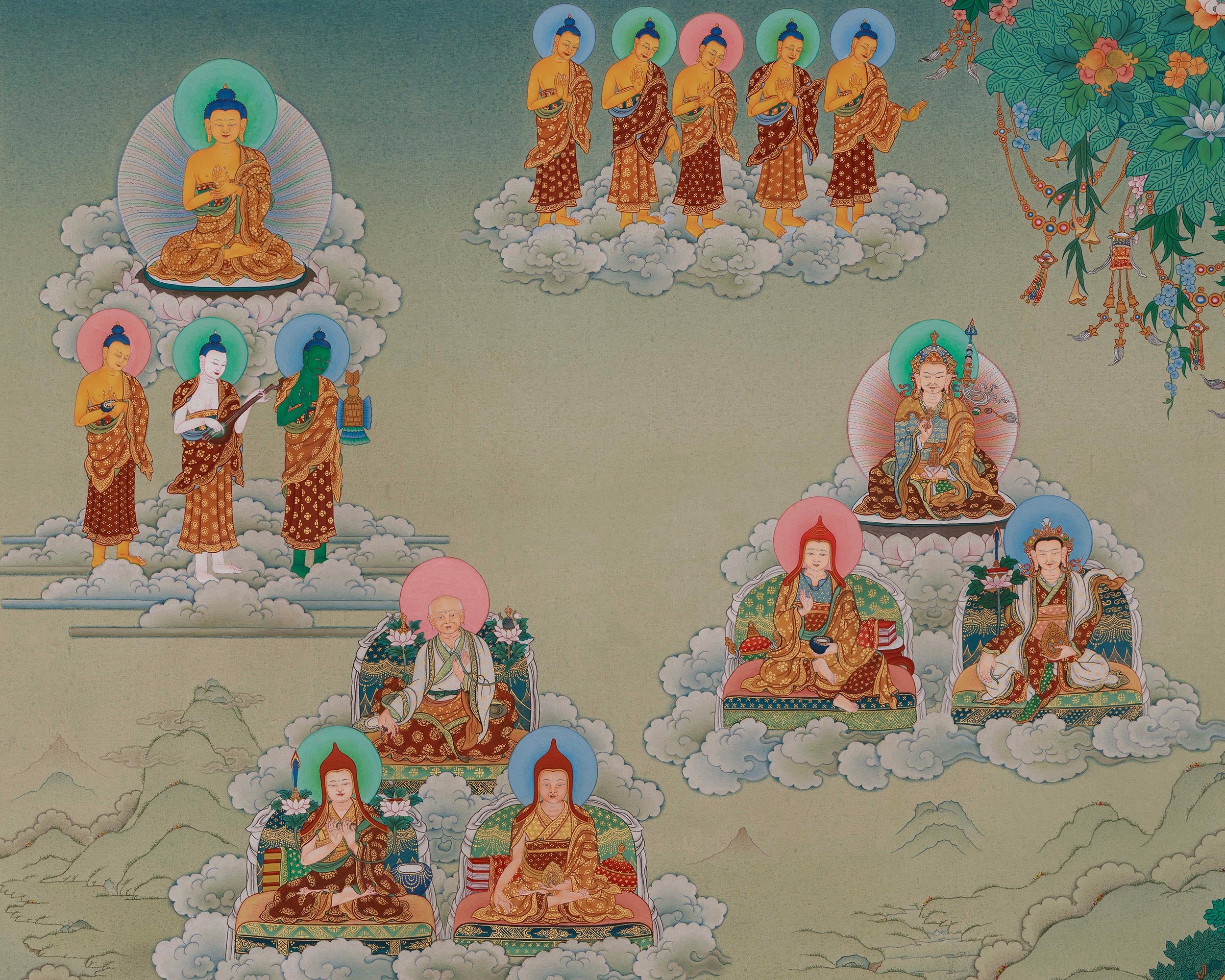 Traditional Amitabha Singham Thangka | Tibetan Buddhist Art