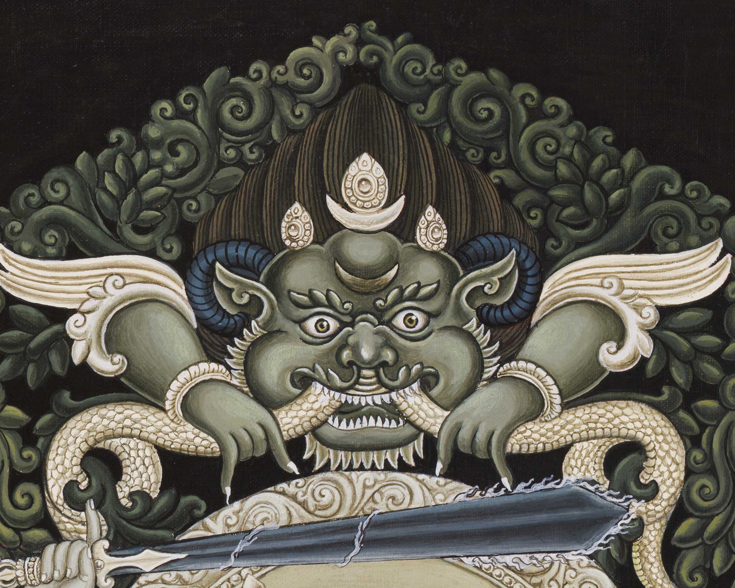 Bodhisattva of Wisdom Manjushri Thangka | A Monochrome Paubha Style Painting