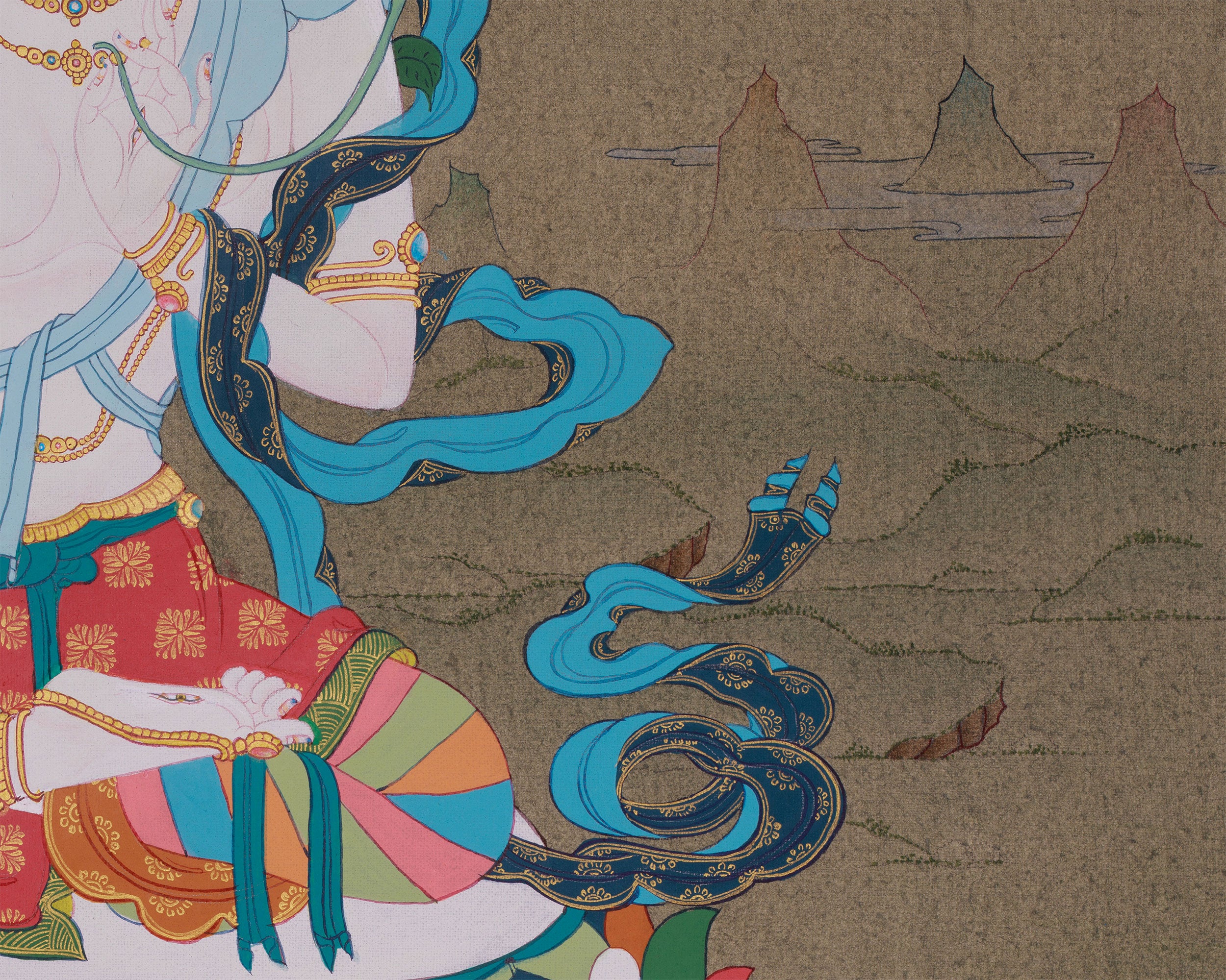 White Tara, Healing Goddess | Tibetan Artwork of Longevity and Protection