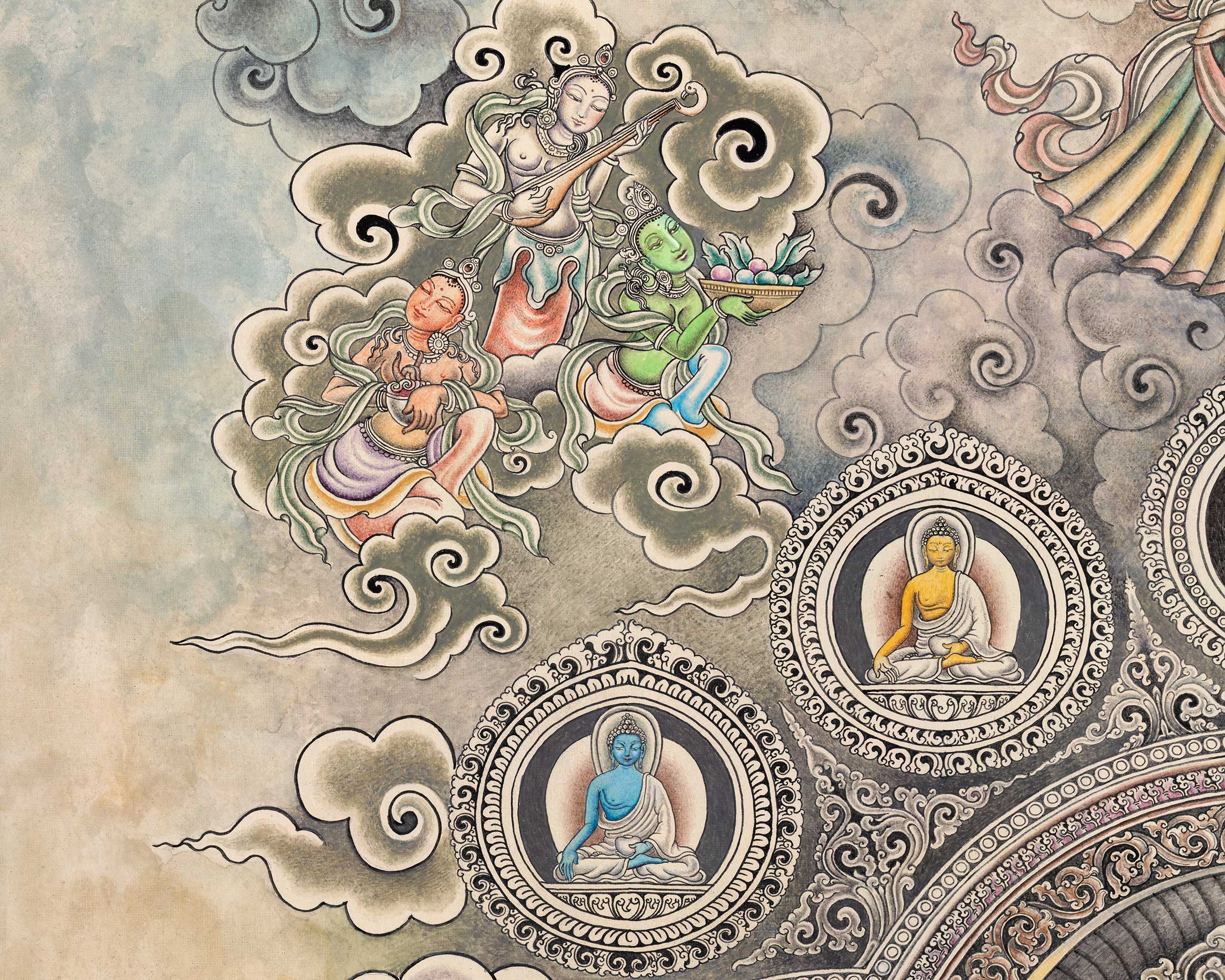 Embrace The Blessing With Green Tara Canvas Print | Tibetan Buddhist Art