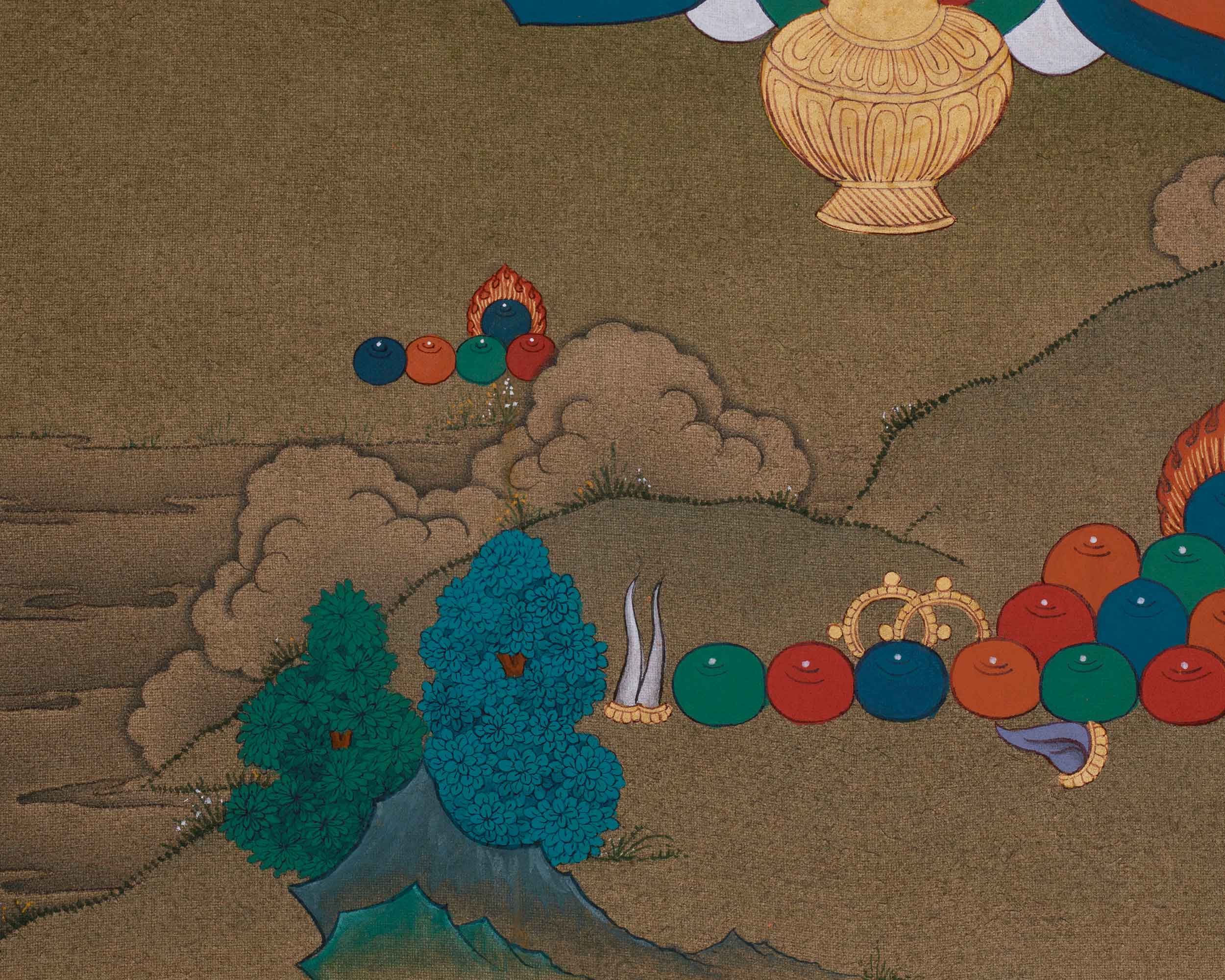 Tibetan Wealth Buddha, Dzambhala Thangka | Buddha of Abundance and Good Fortune