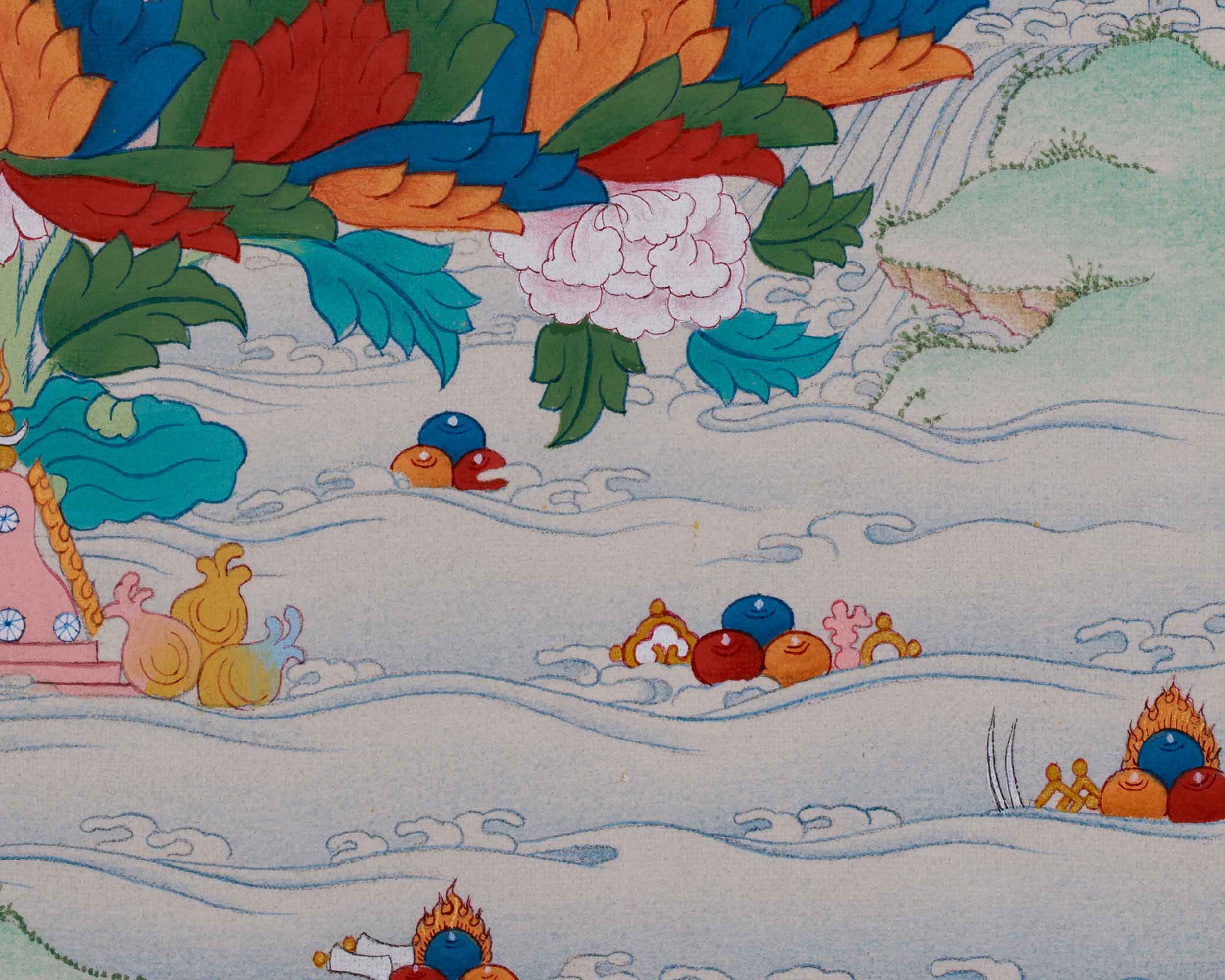 Unique Rainbow Style Guru Rinpoche Painting | Thangka of Second Buddha