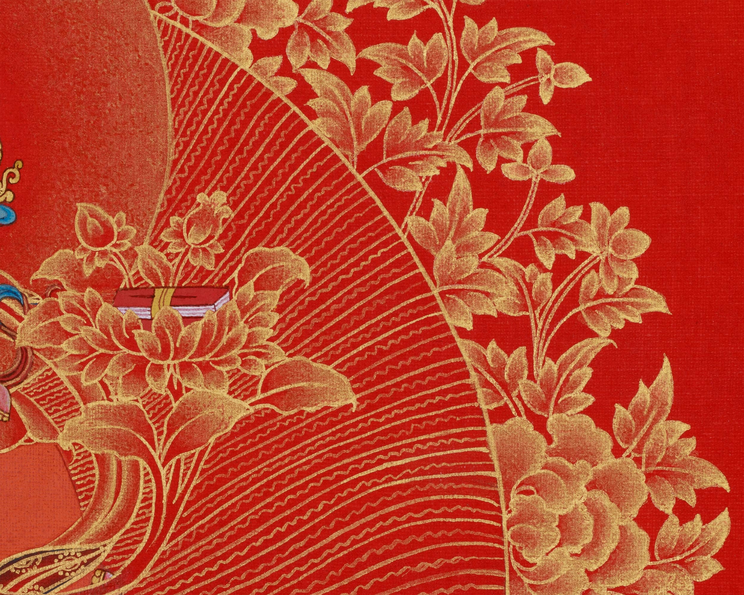 Gold Thangka of Manjushri | Bodhisattva of Supreme Wisdom & Enlightenment