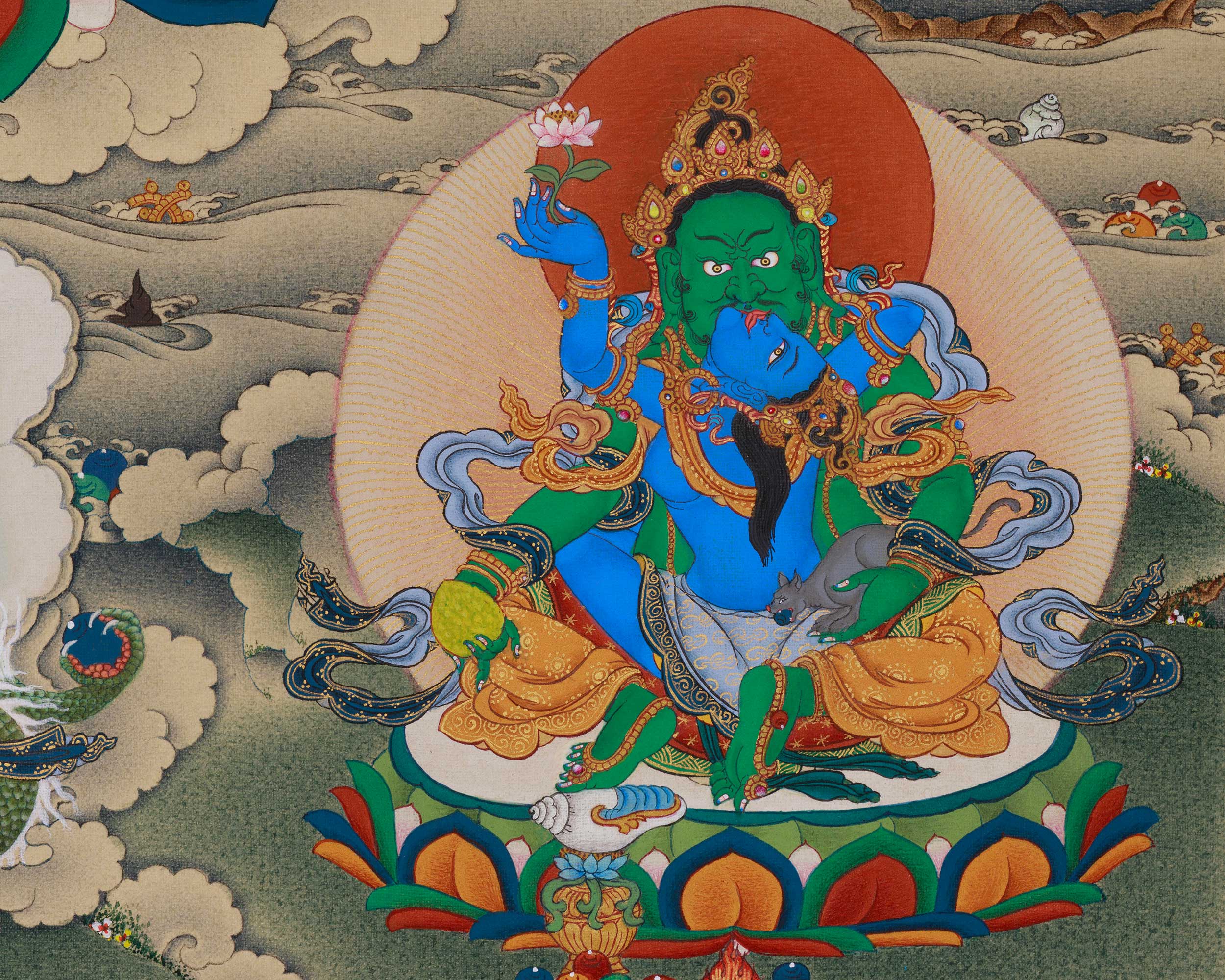 Divine Thangka of White Mahakala | Prosperity Deity