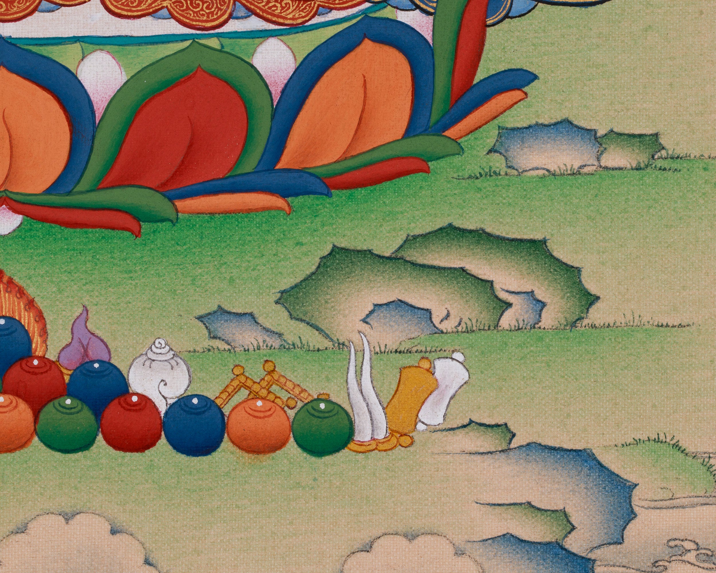 13-Inches Chenrezig Thangka | Four Armed Avalokiteshvara | Karma Gadri Tibetan Art