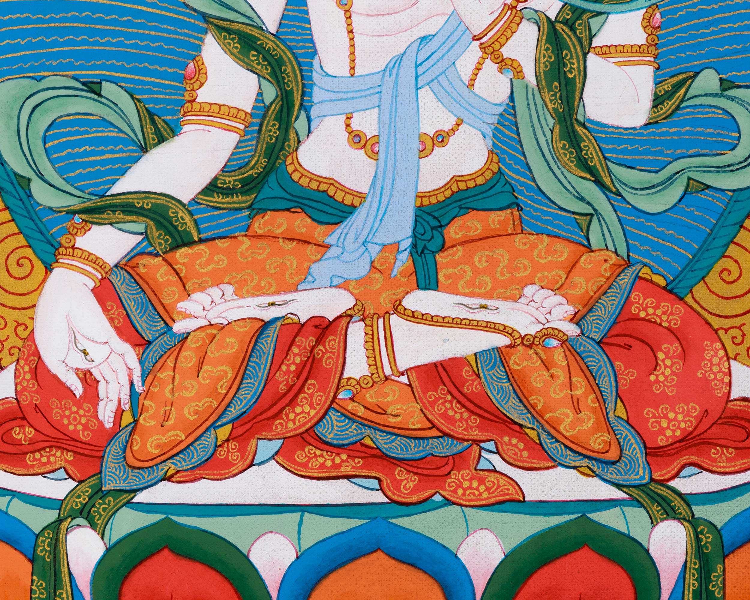 White Tara Meditation Thangka | Traditional Mother Tara Art