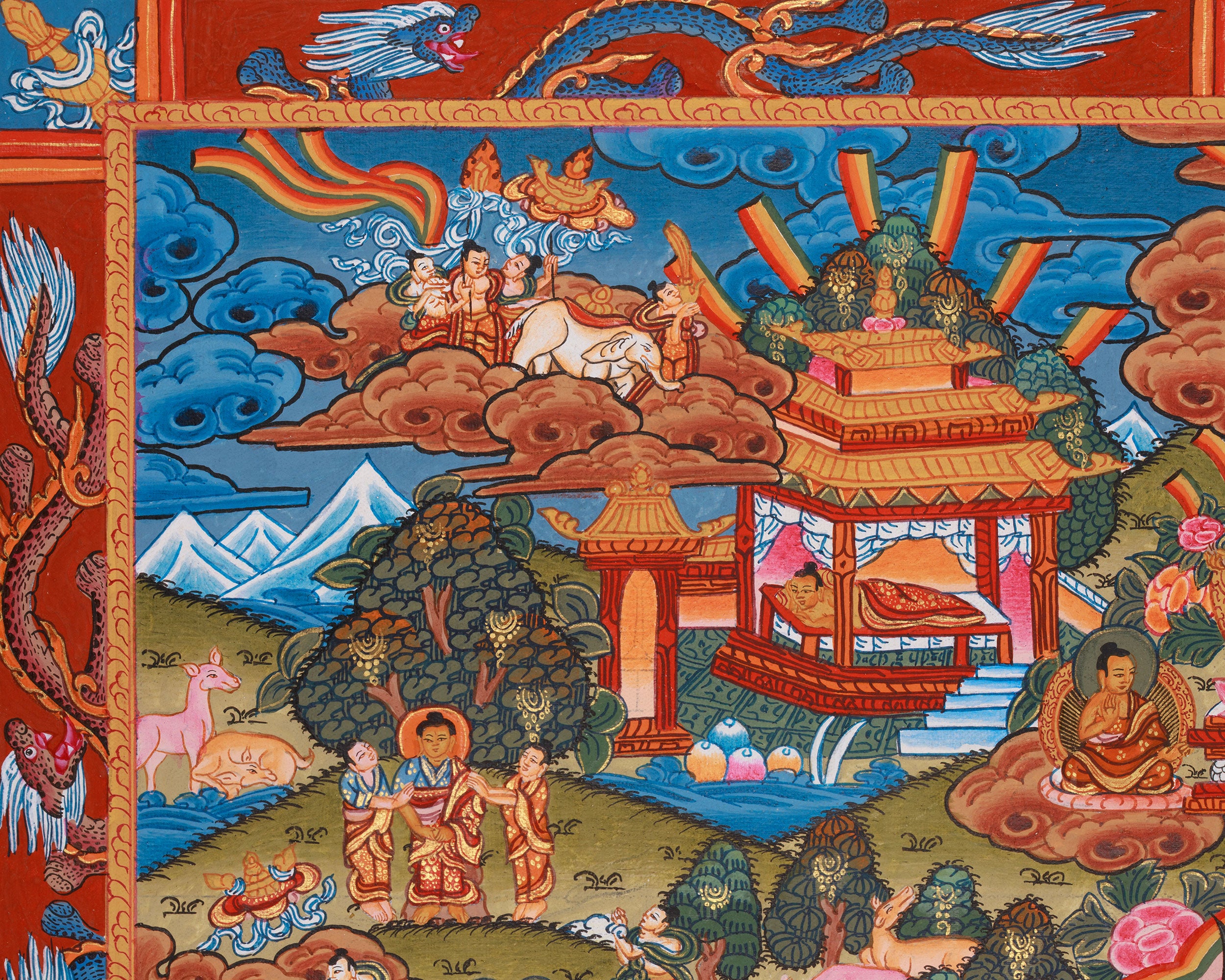 Exquisite Buddha's Life Story Thangka | A Meditative Guide to Enlightenment