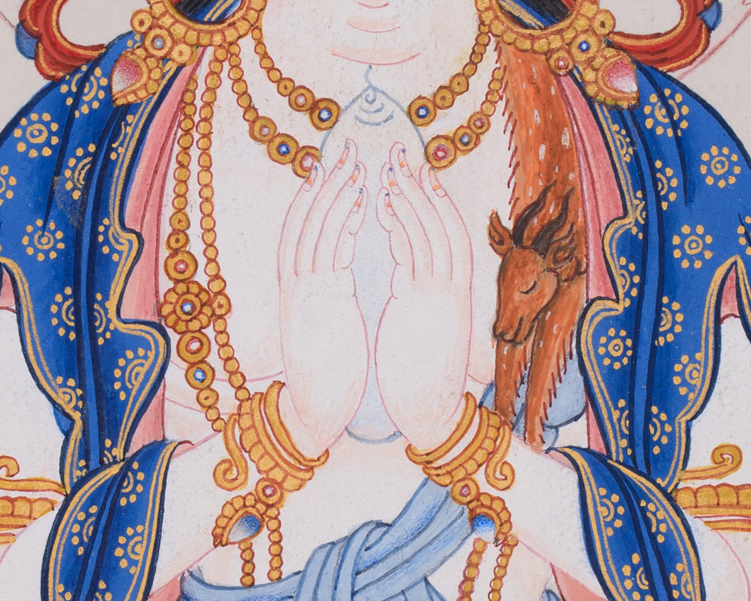 Hand-Painted 4-Armed Avalokiteshvara Thangka – Symbol of Compassion