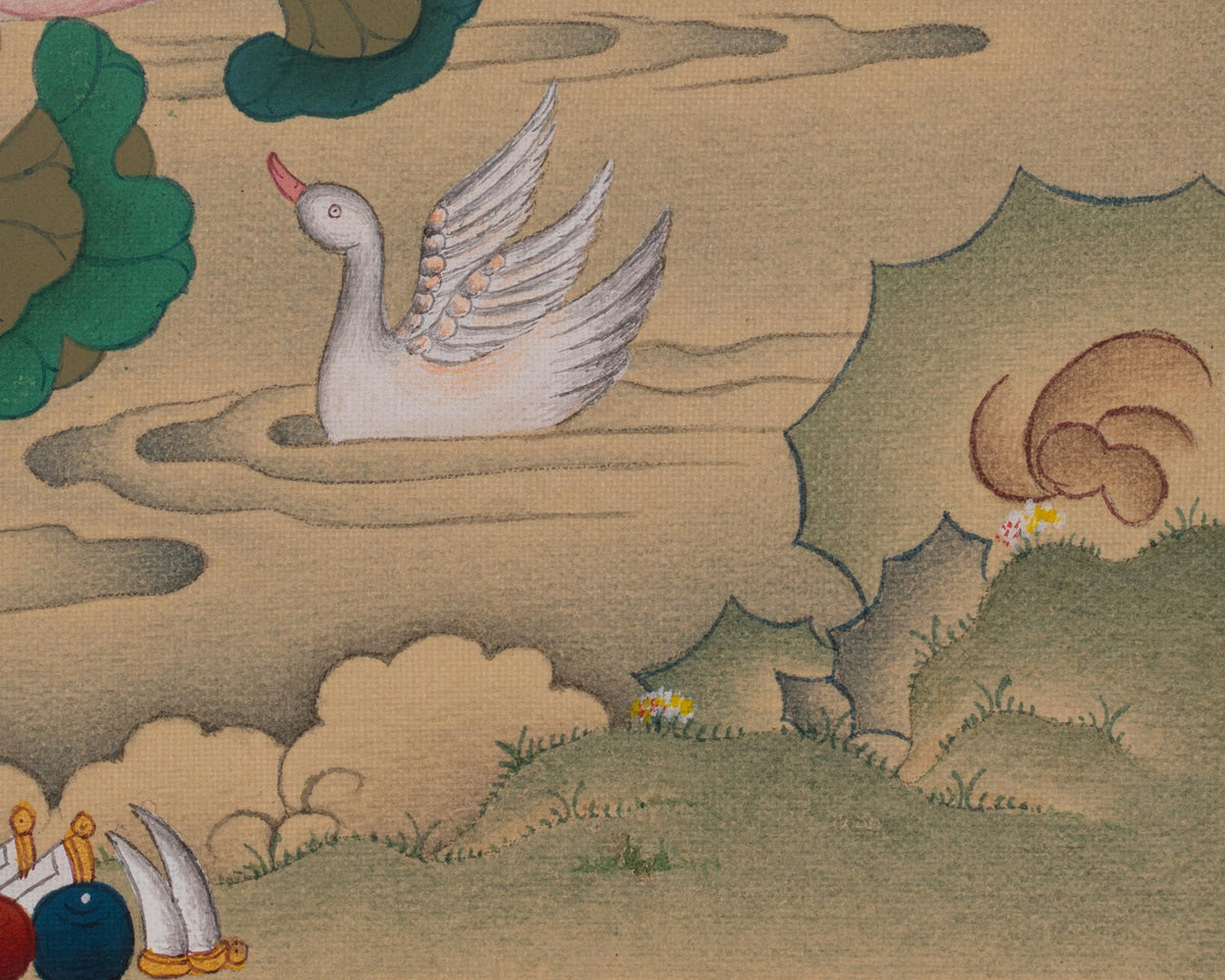Saraswati Wisdom Deity Thangka | Sacred Tibetan Goddess of Knowledge Artwork