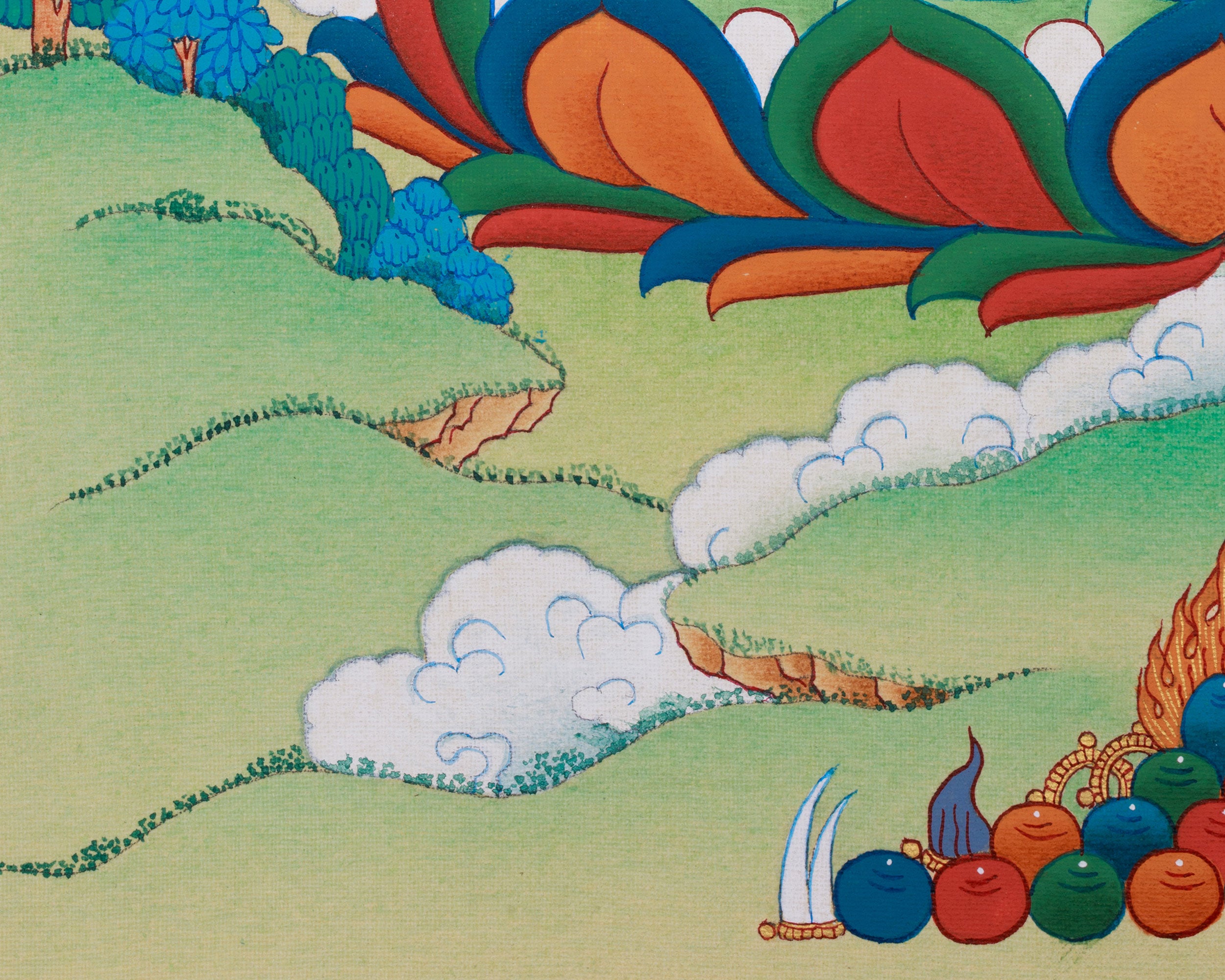 Radiant Red Buddha Amitayus Thangka | Enlightened One Bestowing Longevity & Peace