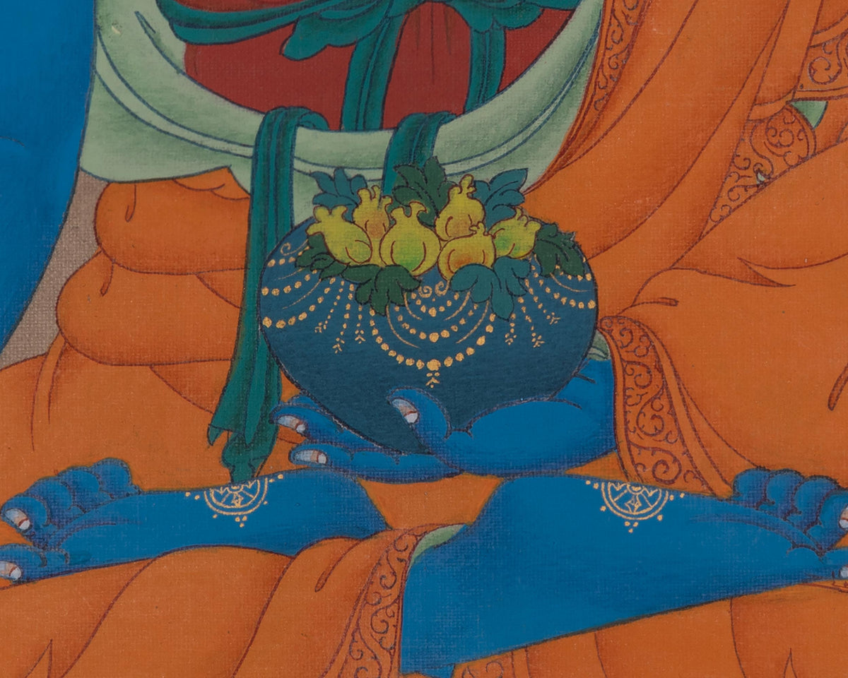 Medicine Buddha Healing Art | Bhaisajyaguru Thangka | Spiritual Wellness Deity