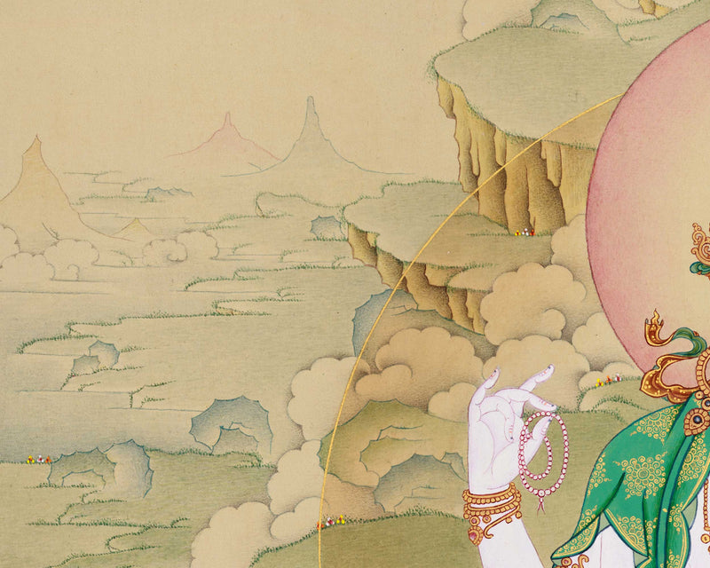 Bodhisattva Chenrezig Thangka | Art Of Compassion | Tibetan Buddhist Decoration