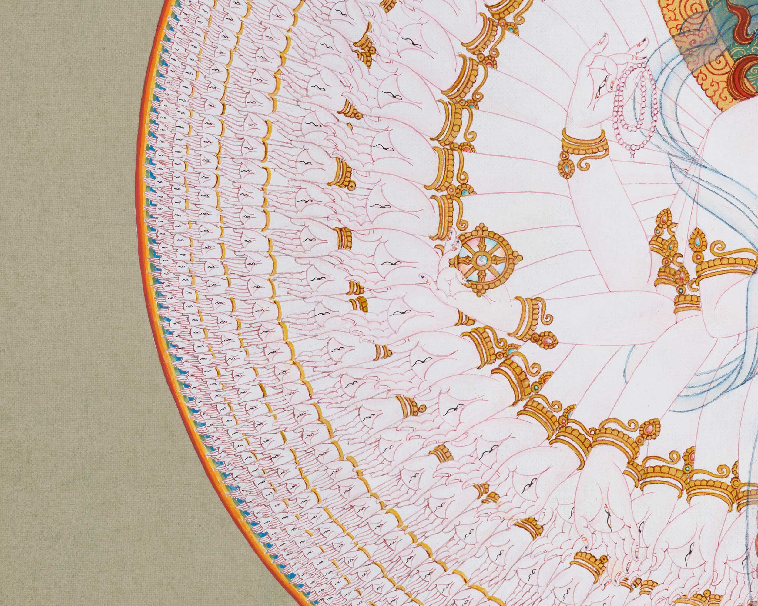 Thangka Of 1000 Armed Chenresig | Hand Painted Avalokitesvara Art | Buddhist Wall Decors