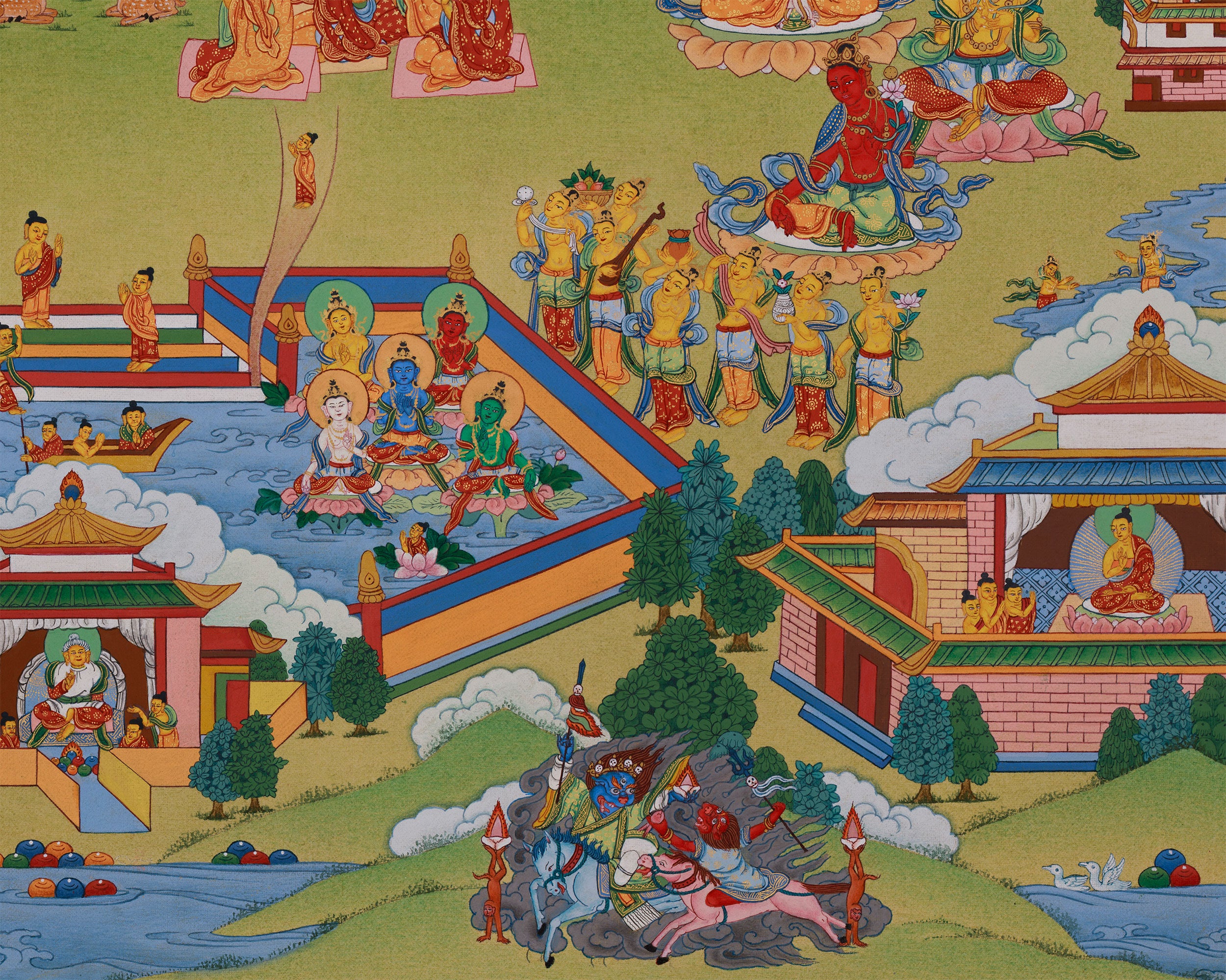 Grand Mahayana Pure Land Painting | Sacred Realm of Amitabha Buddha