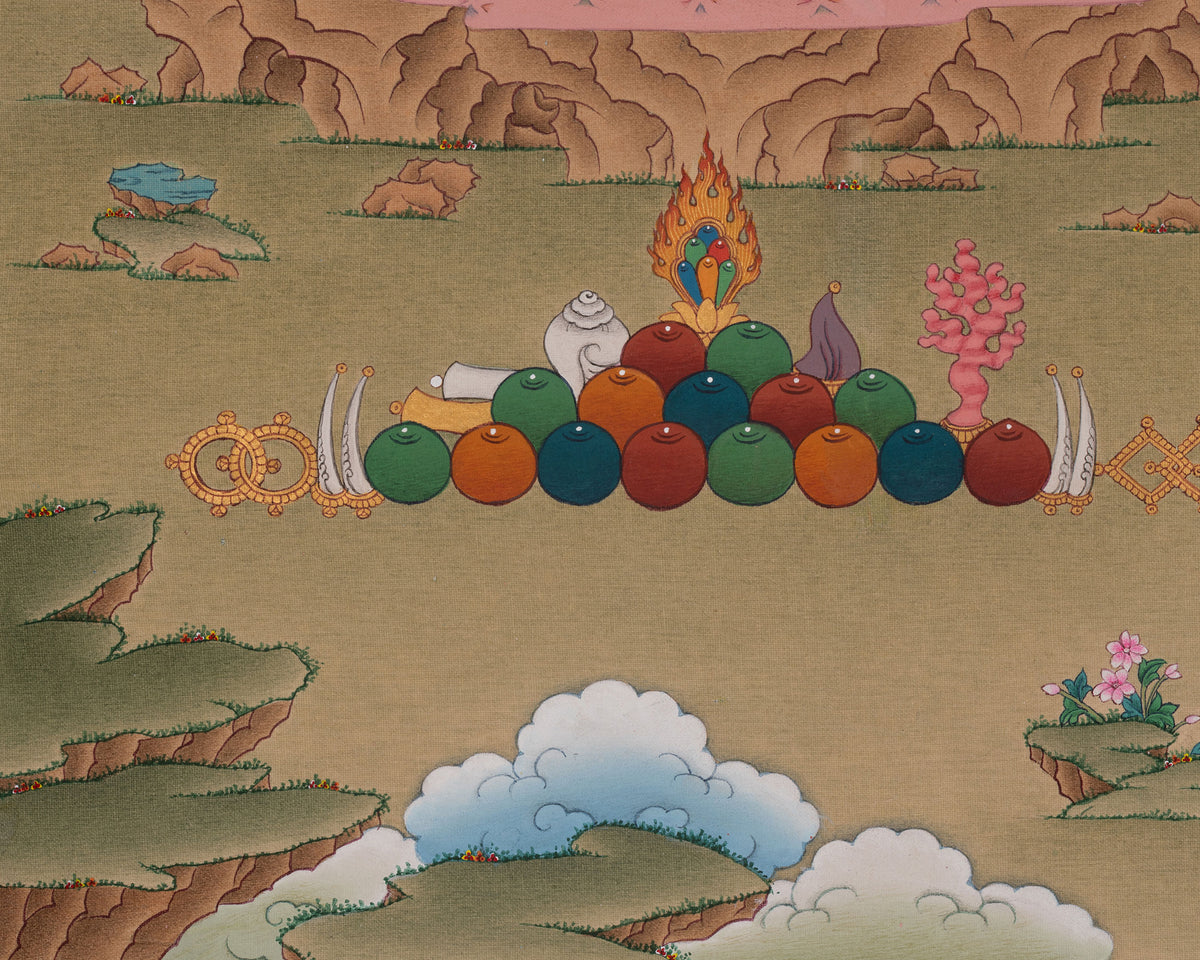 Chenrezig with Vajrapani and Manjushri Artwork | Three Bodhisattvas Thangka