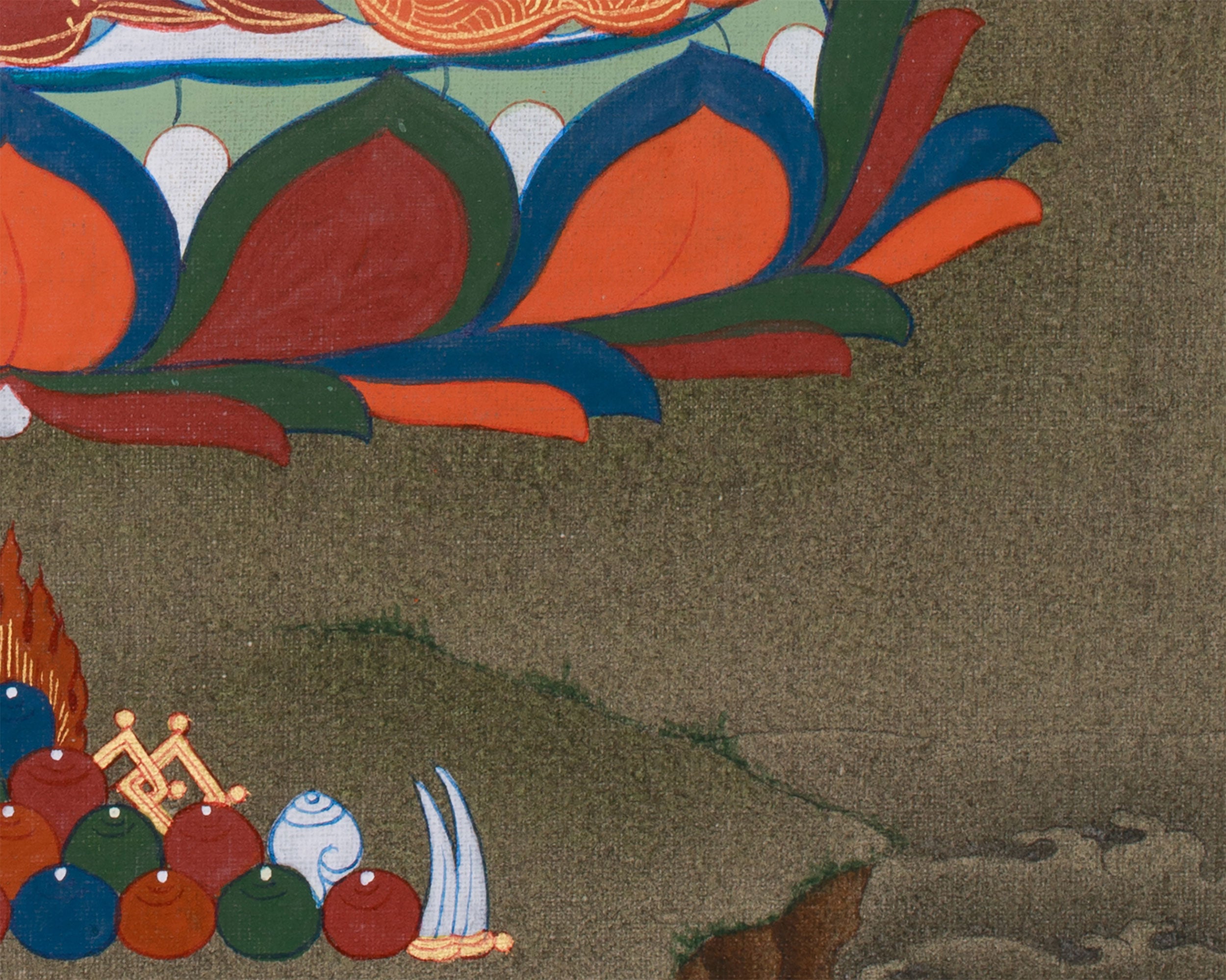 Meditating Buddha Shakyamuni | Thangka Painting of the Enlightened One With Brocade