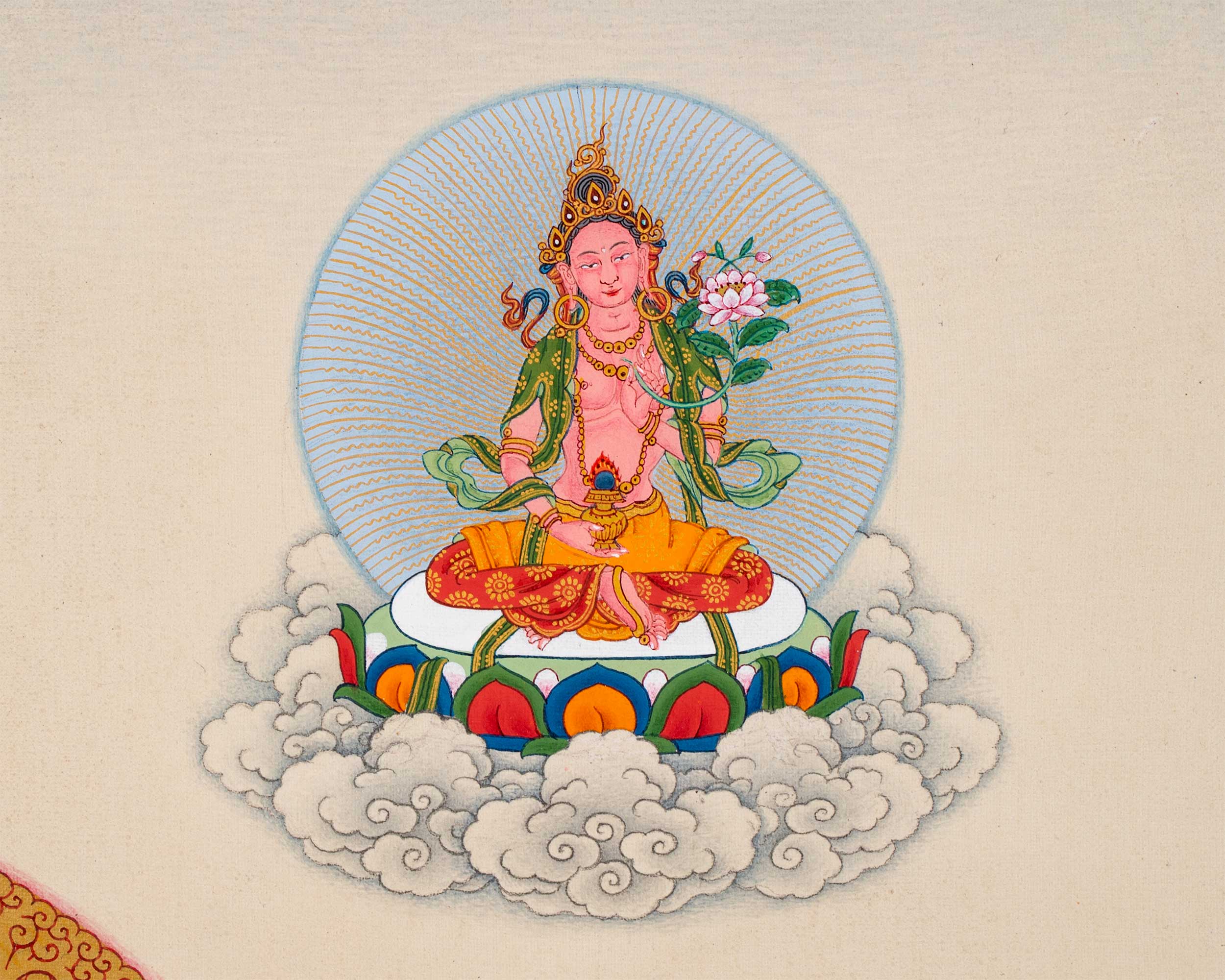 Gyalwa Gyasto Mandala Thangka Print | Chenresig with Vajravarahi Painting