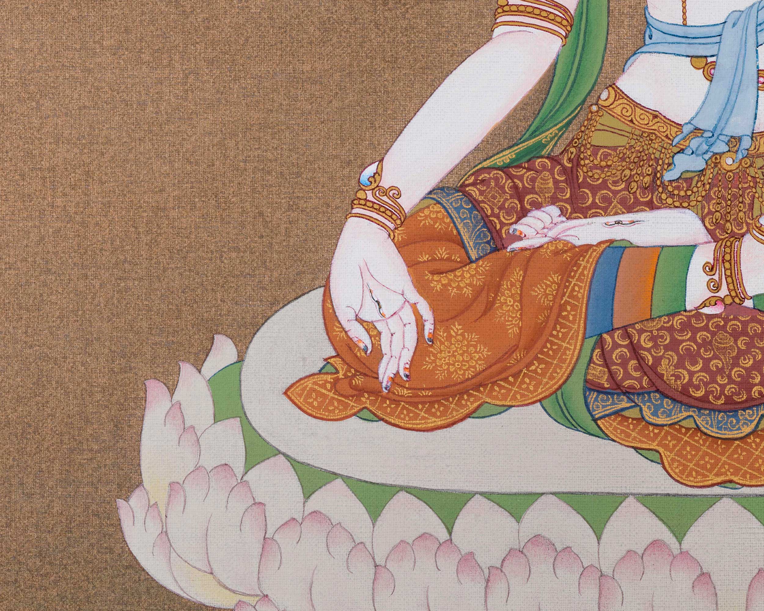Hand Painted White Tara Thangka | Traditional Tibetan Artwork to Elevate Your Sacred Space