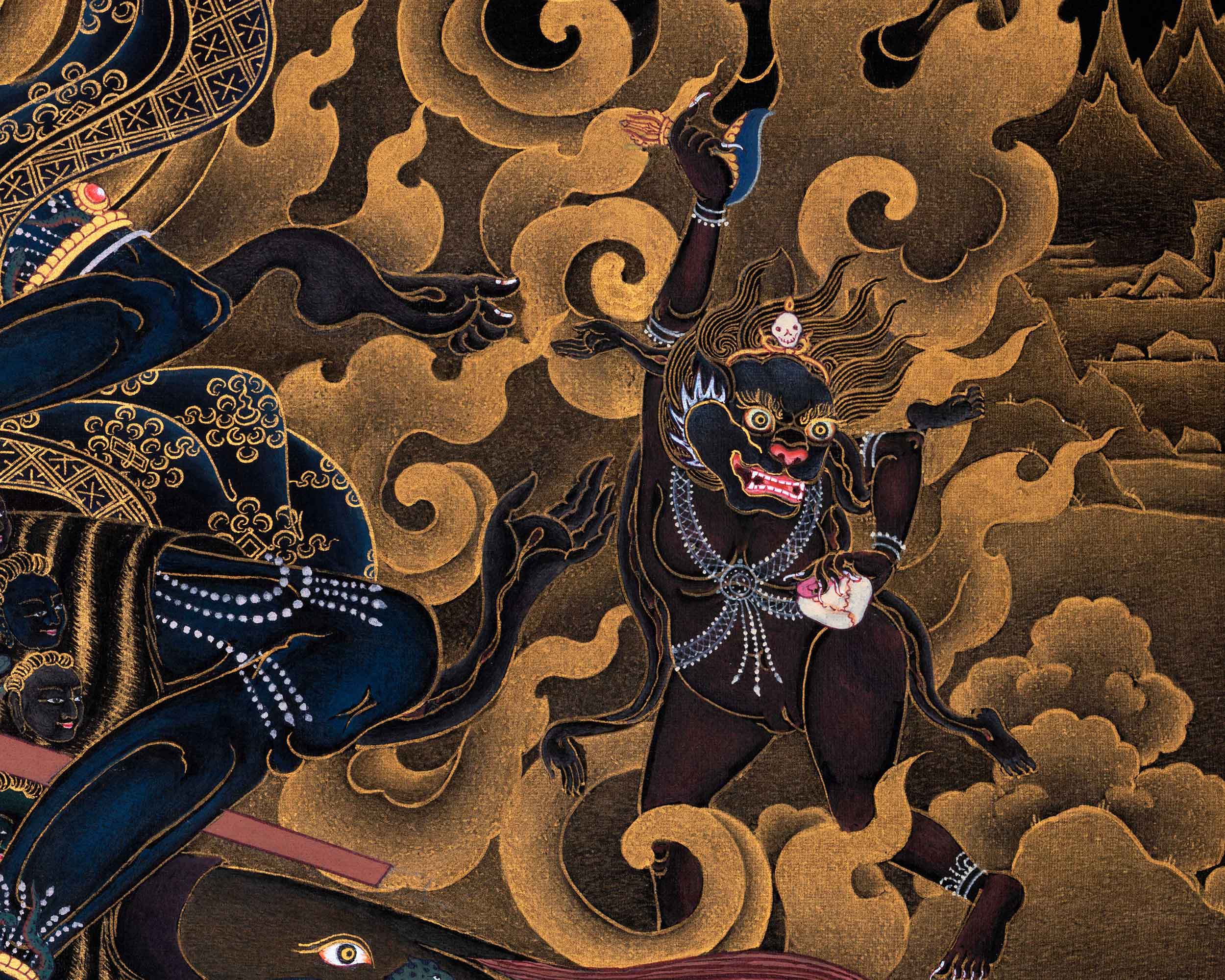 Palden Lhamo Kali Thangka Painting For Mindfulness | Sacred Mahakali Art for Daily Practice