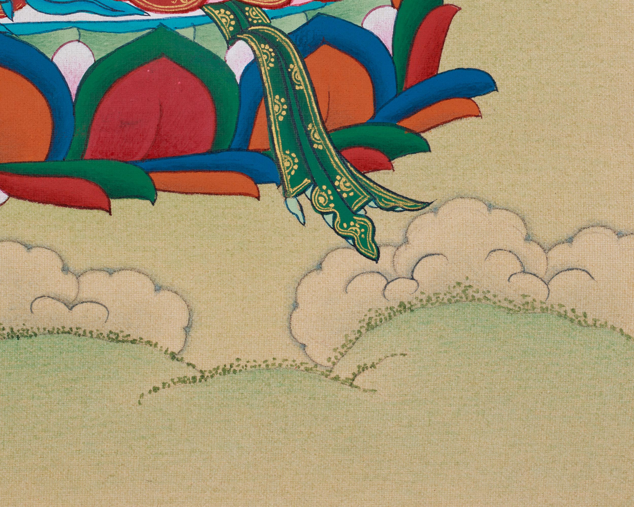 Traditional Bodhisattva, Manjushri Thangka | Tibetan Buddha of Wisdom